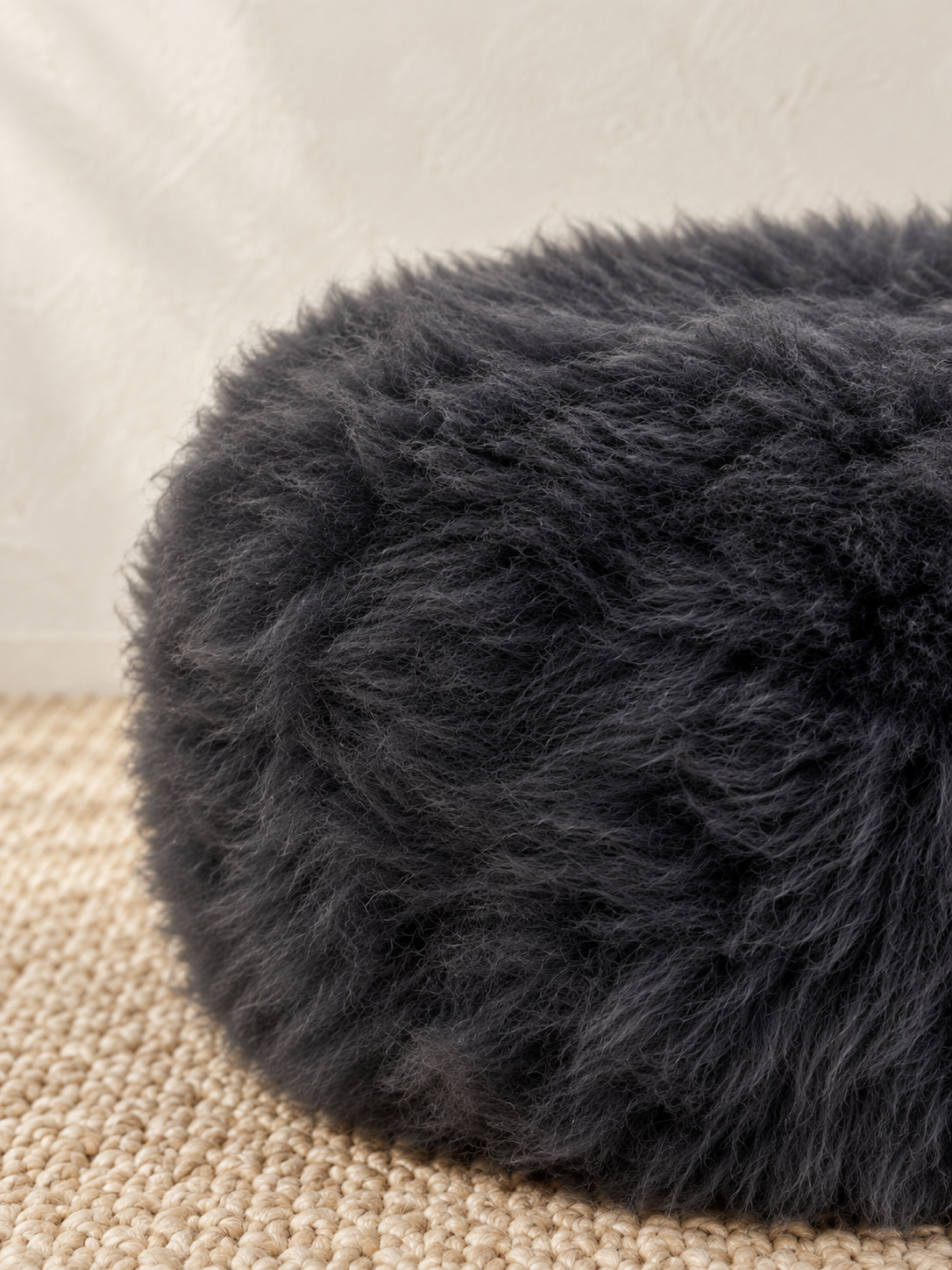 Slate Grey Sheepskin Pouffe