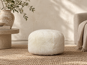 Natural White Sheepskin Pouffe - Short cut