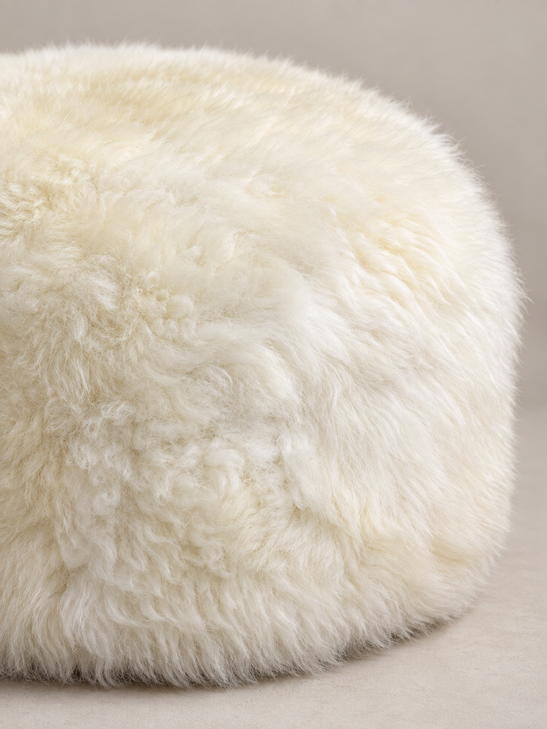 Natural White Sheepskin Pouffe