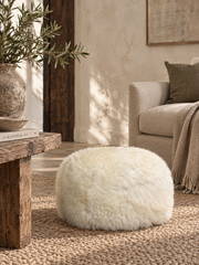 Natural White Sheepskin Pouffe