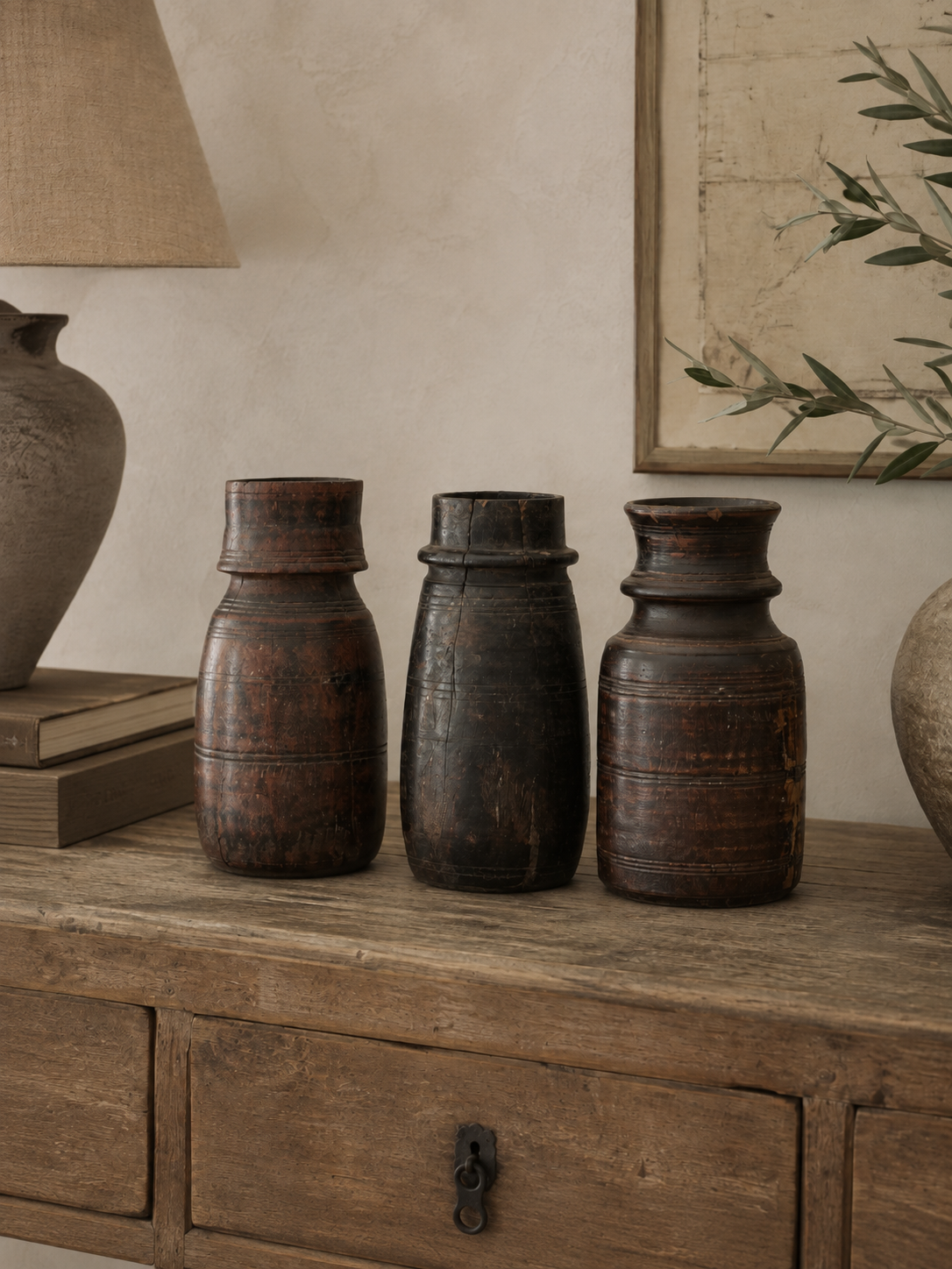 Vintage Wood Himachal Pot