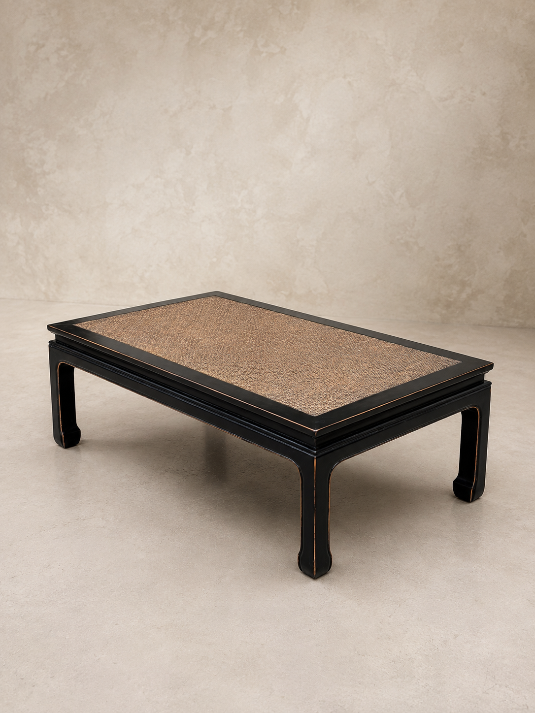 Ebony and Rattan Coffee Table