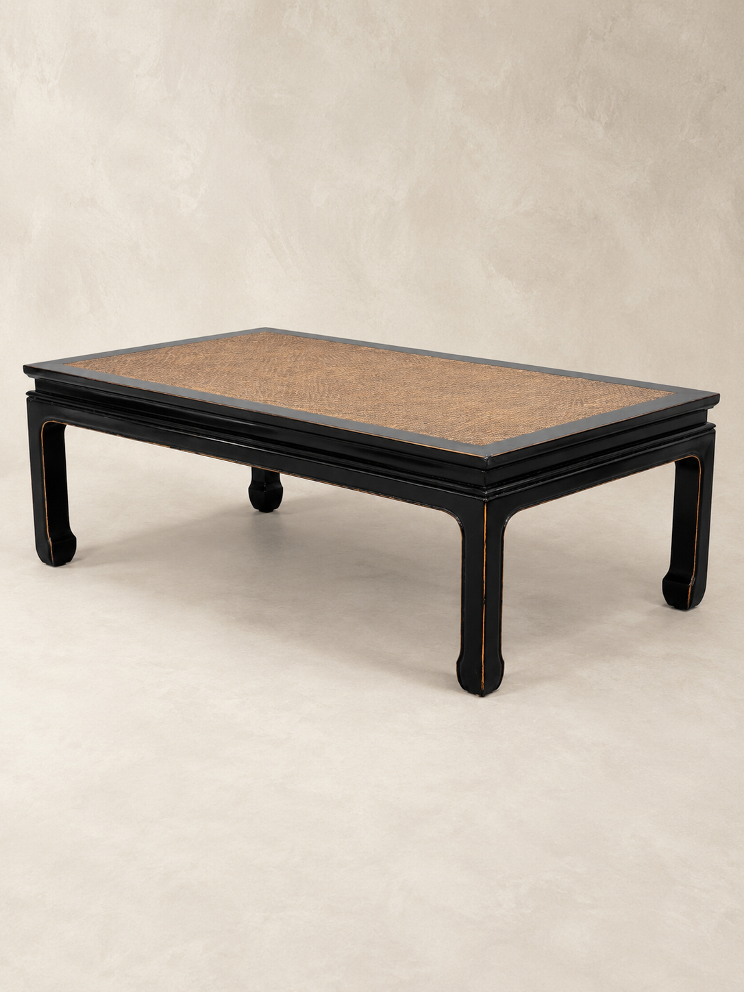 Ebony and Rattan Coffee Table
