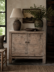 Restored Antique Elm 2 Door Cabinet