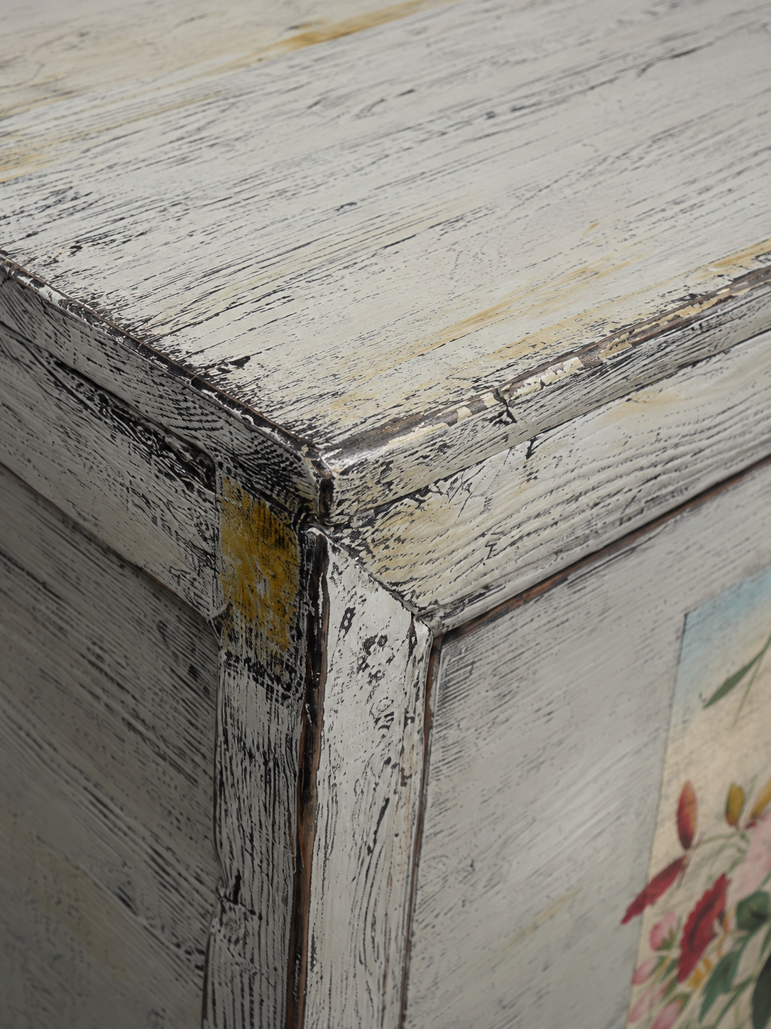 Restored Floral Lacquered Cabinet