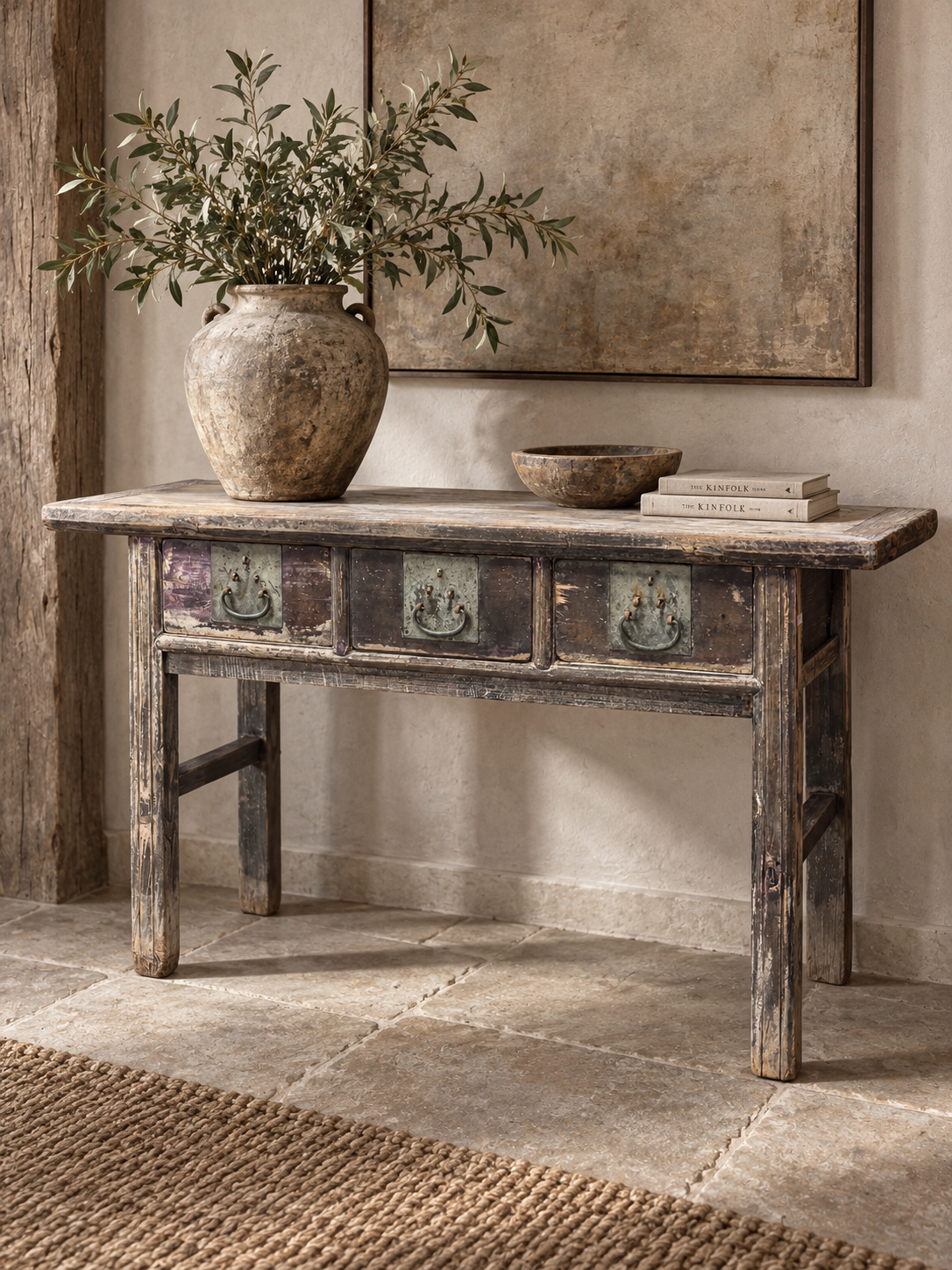 Antique 3 Drawer Console