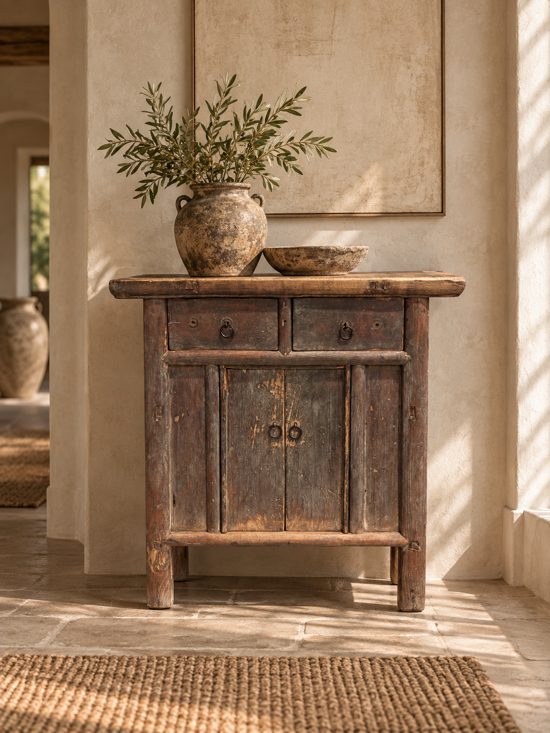 Small Antique Elm Cupboard
