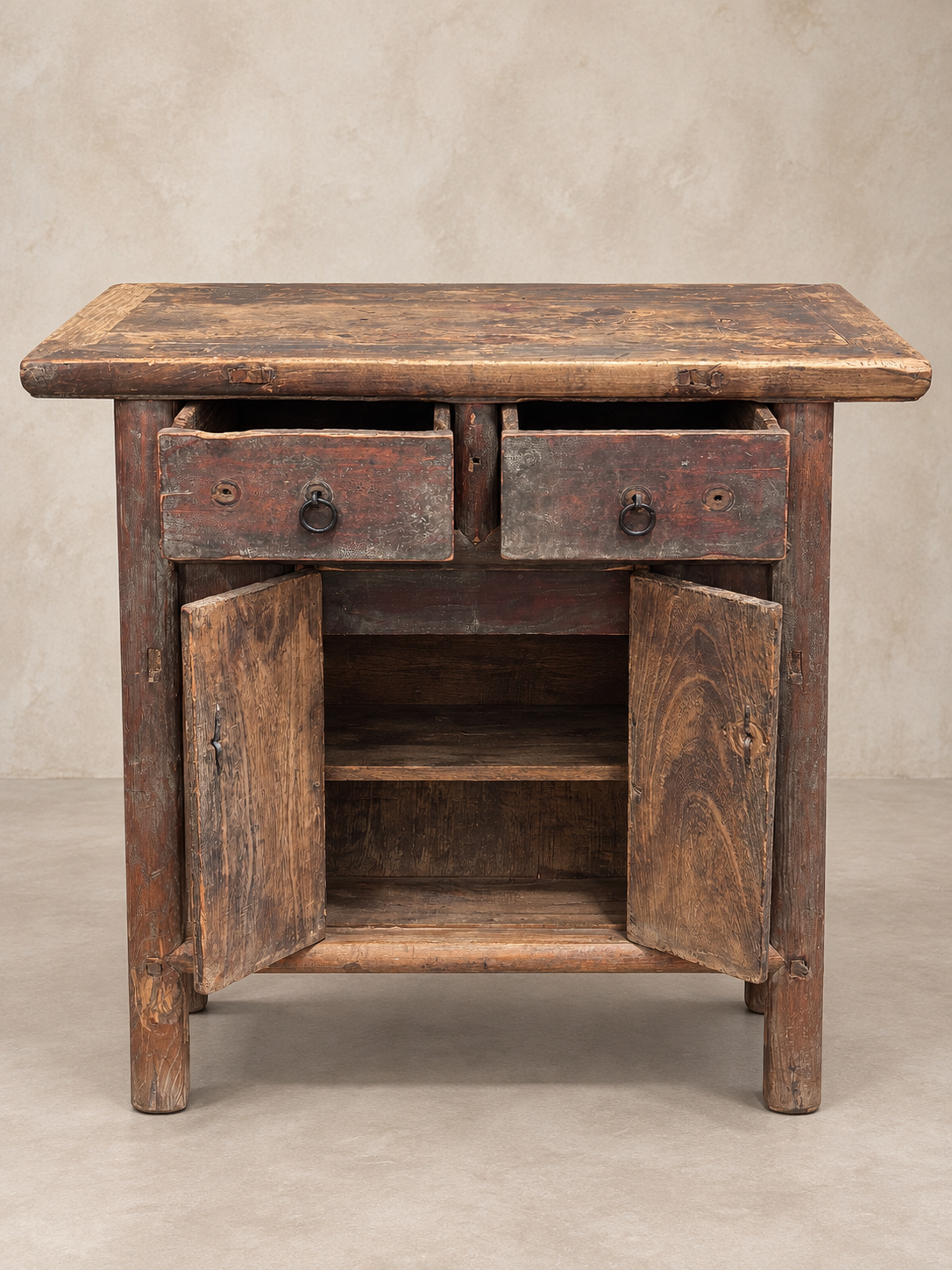 Small Antique Elm Cupboard