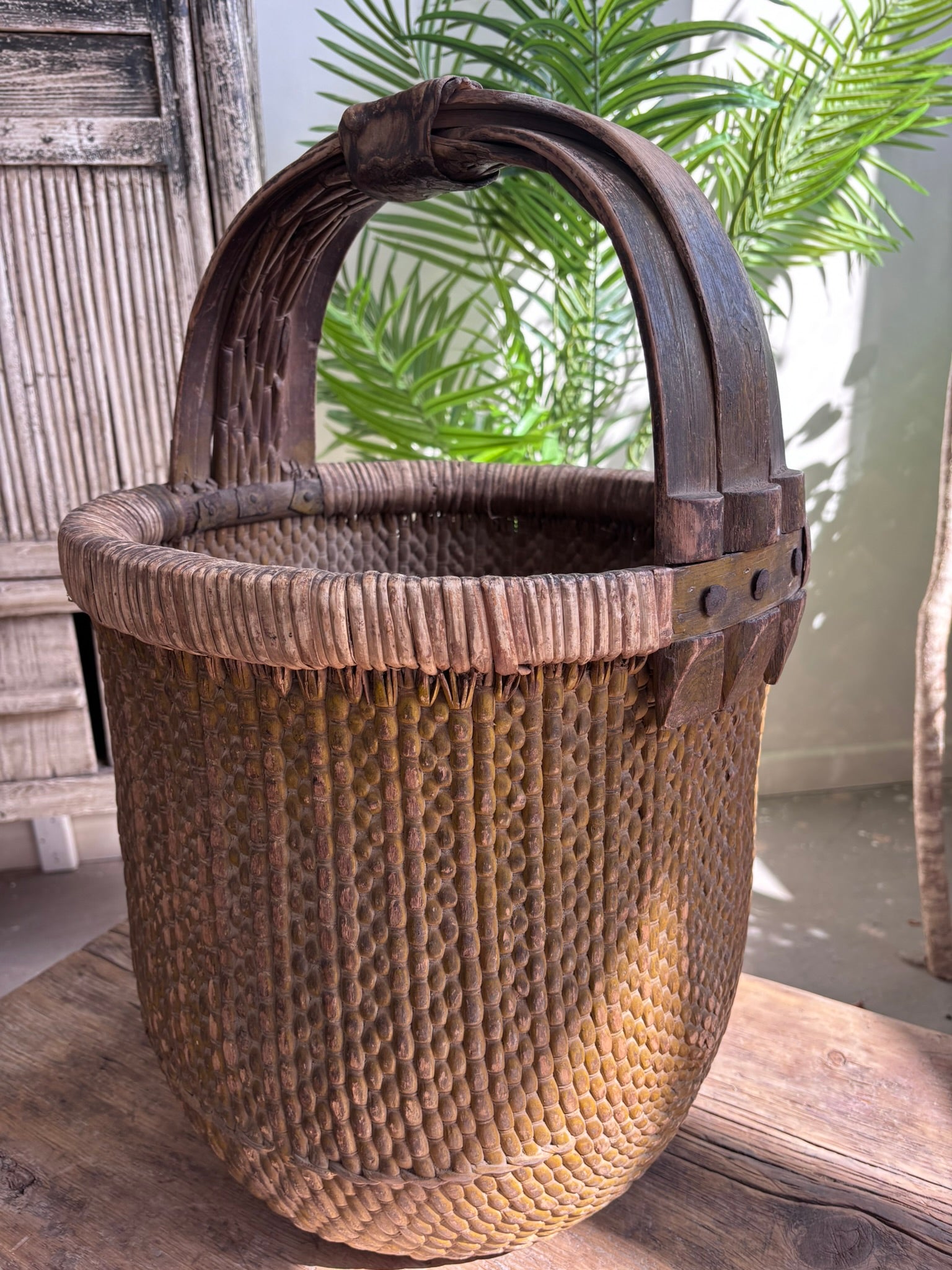 Antique Chinese Rice Tall Basket