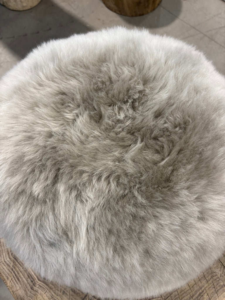 Taupe Sheepskin Pouffe