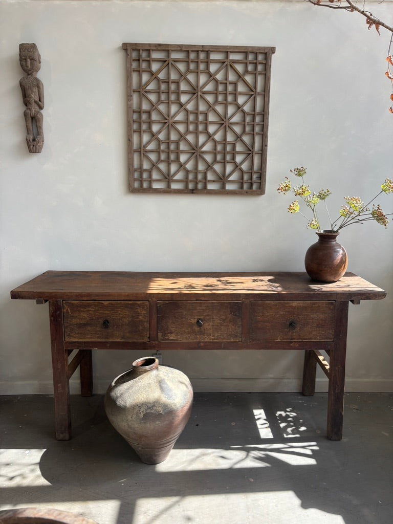 Antique 3 Drawer Console