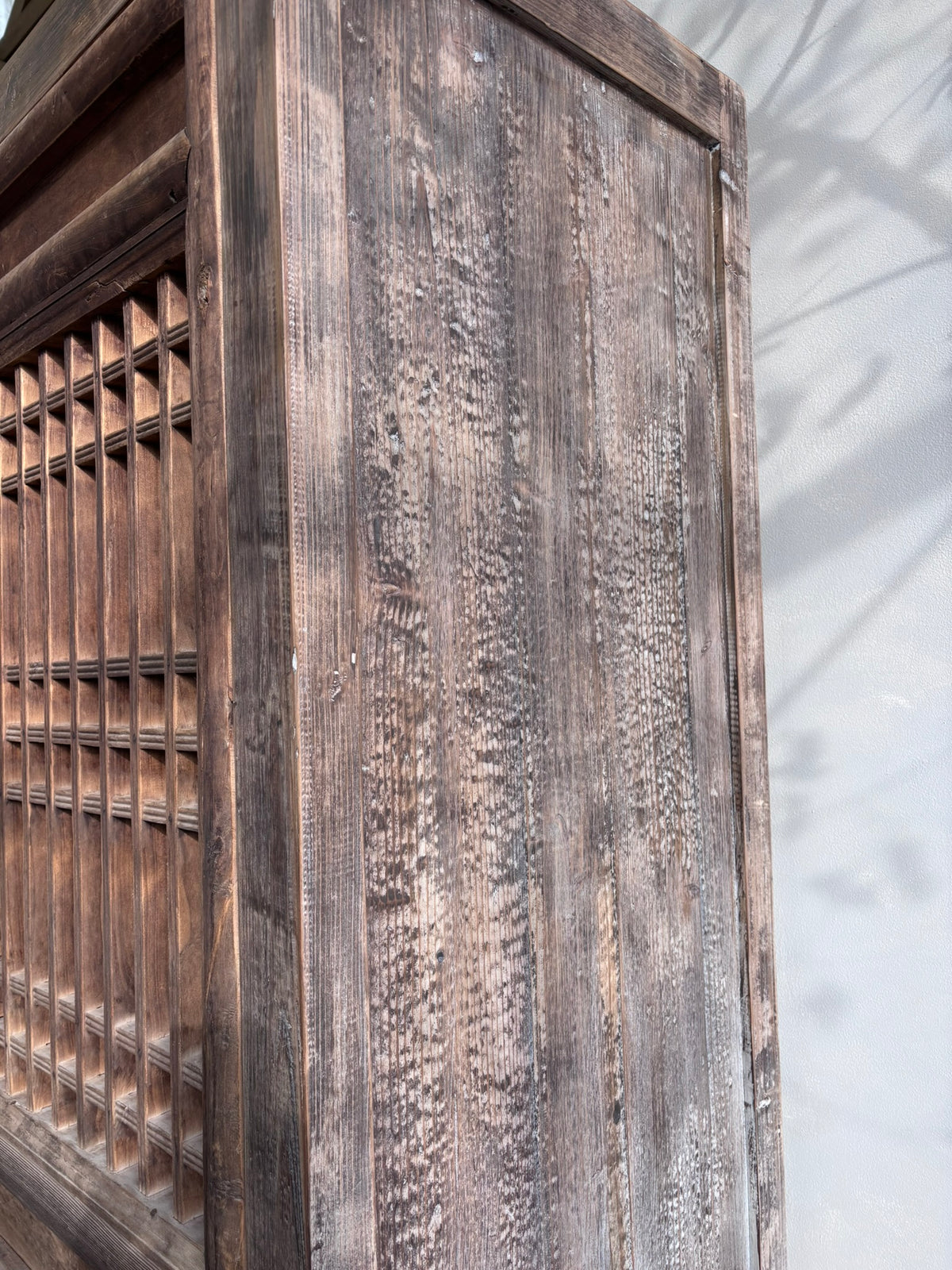 Distressed Cupboard with Original 19th Screen Door