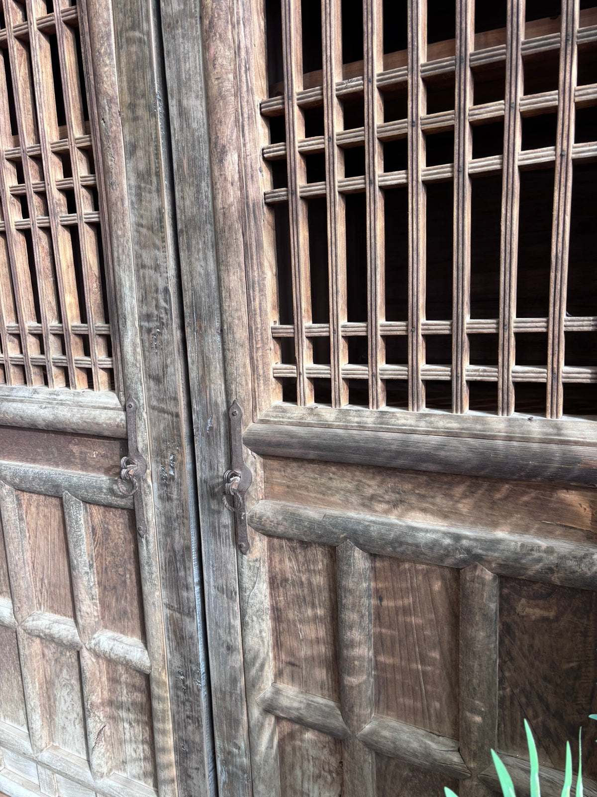 Distressed Cupboard with Original 19th Screen Door
