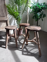 Antique Round Elm Stool