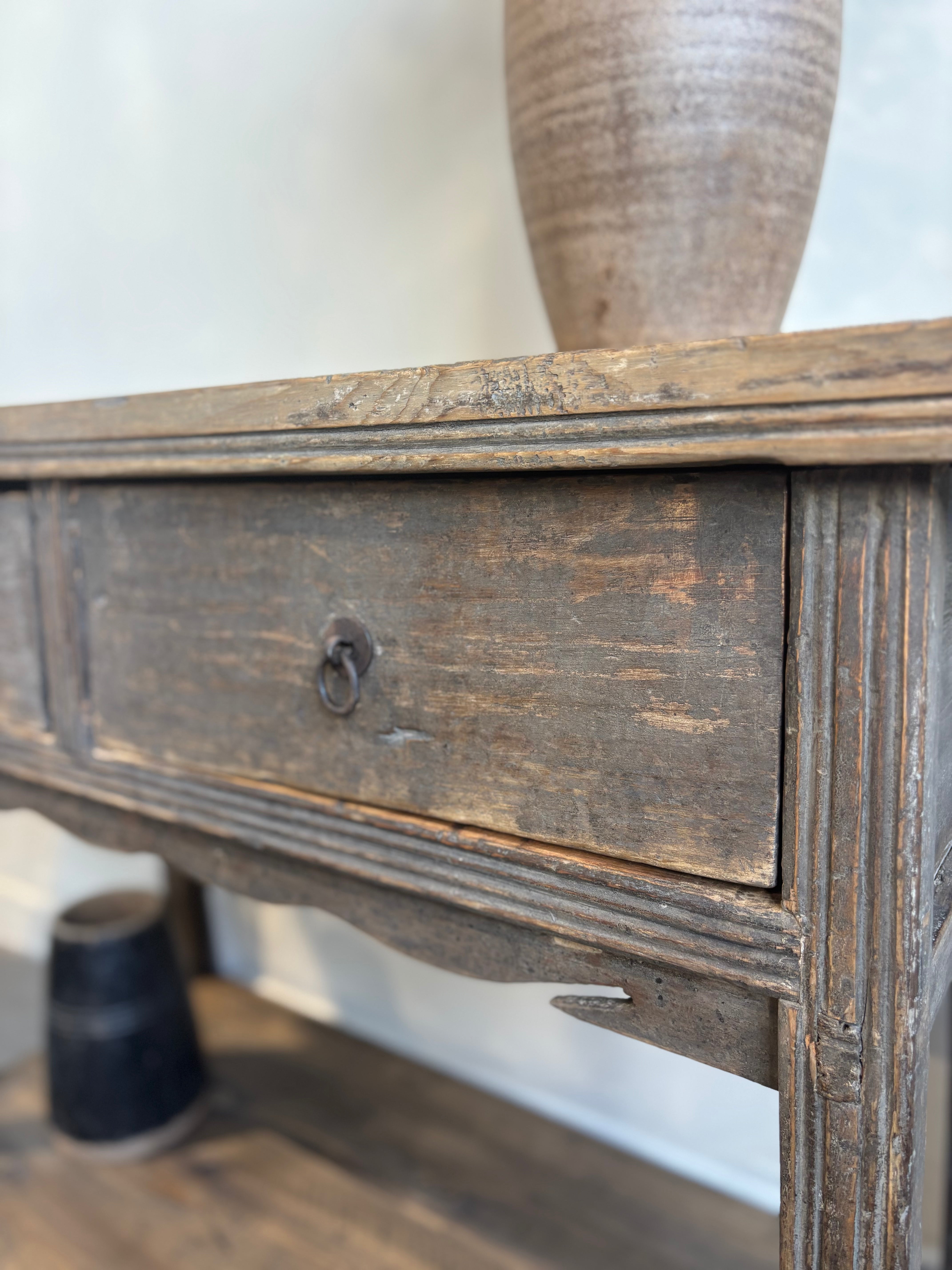 Antique Elm 2 Drawer Console