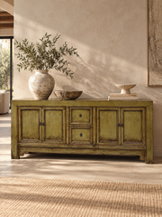 Restored Olive Green Lacquered Sideboard