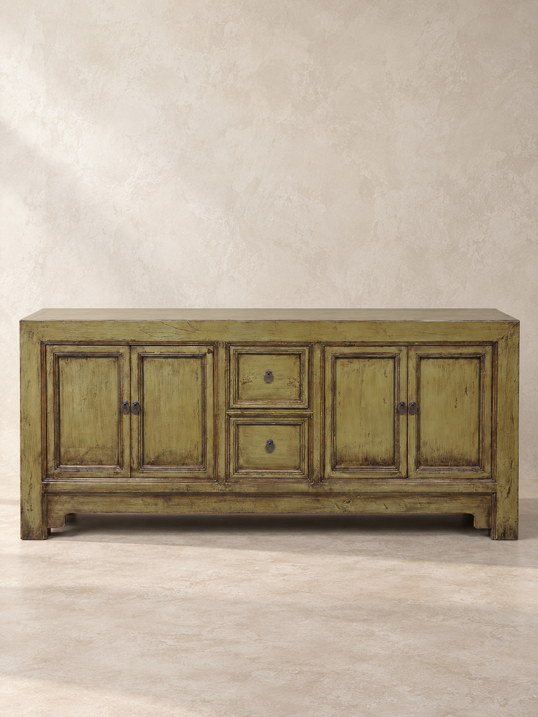 Restored Olive Green Lacquered Sideboard