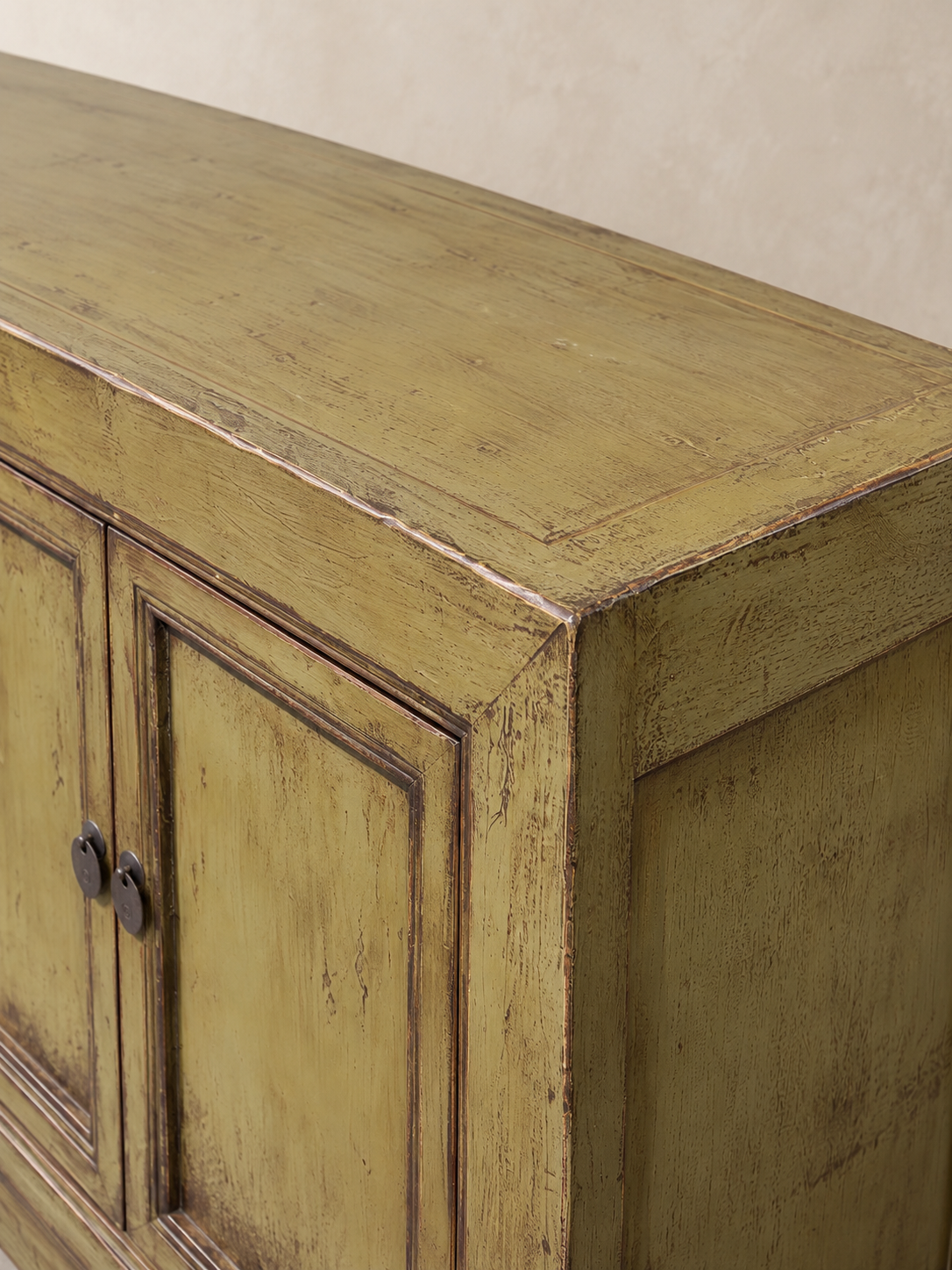 Restored Olive Green Lacquered Sideboard