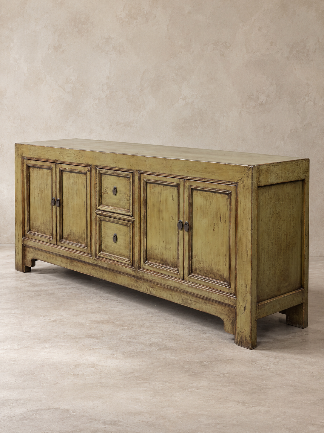 Restored Olive Green Lacquered Sideboard