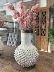 Distressed White Bobble Tall Vase
