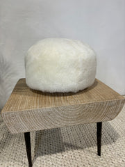 Natural White Sheepskin Pouffe - Short cut