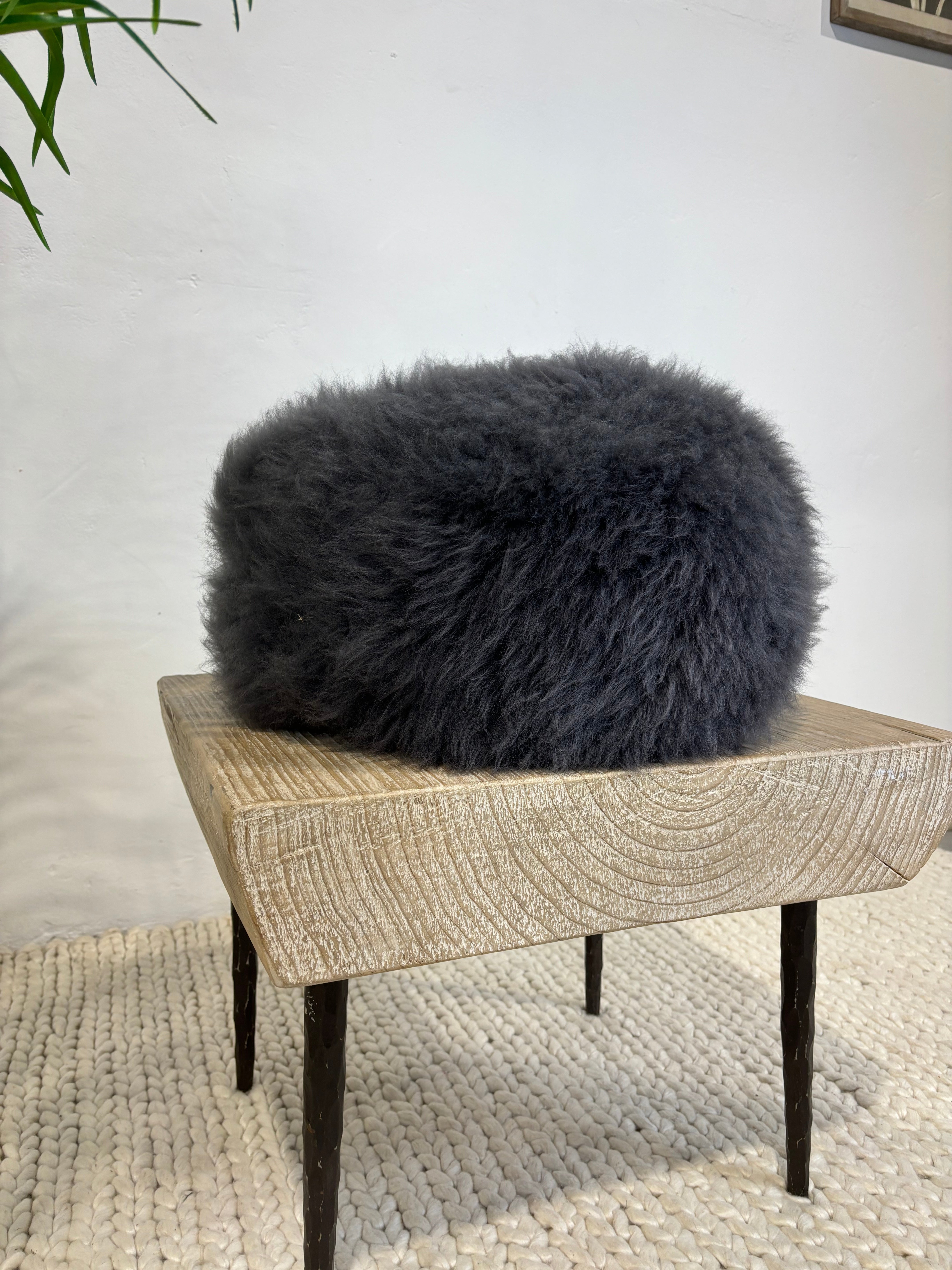 Slate Grey Sheepskin Pouffe