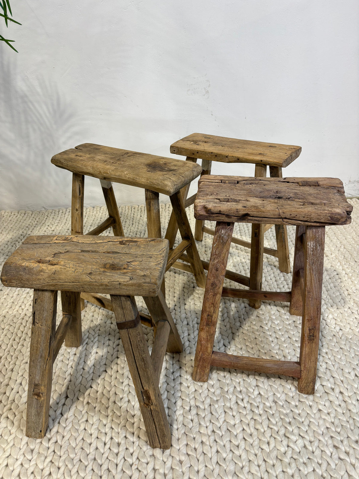 Vintage Rustic Elm Stool