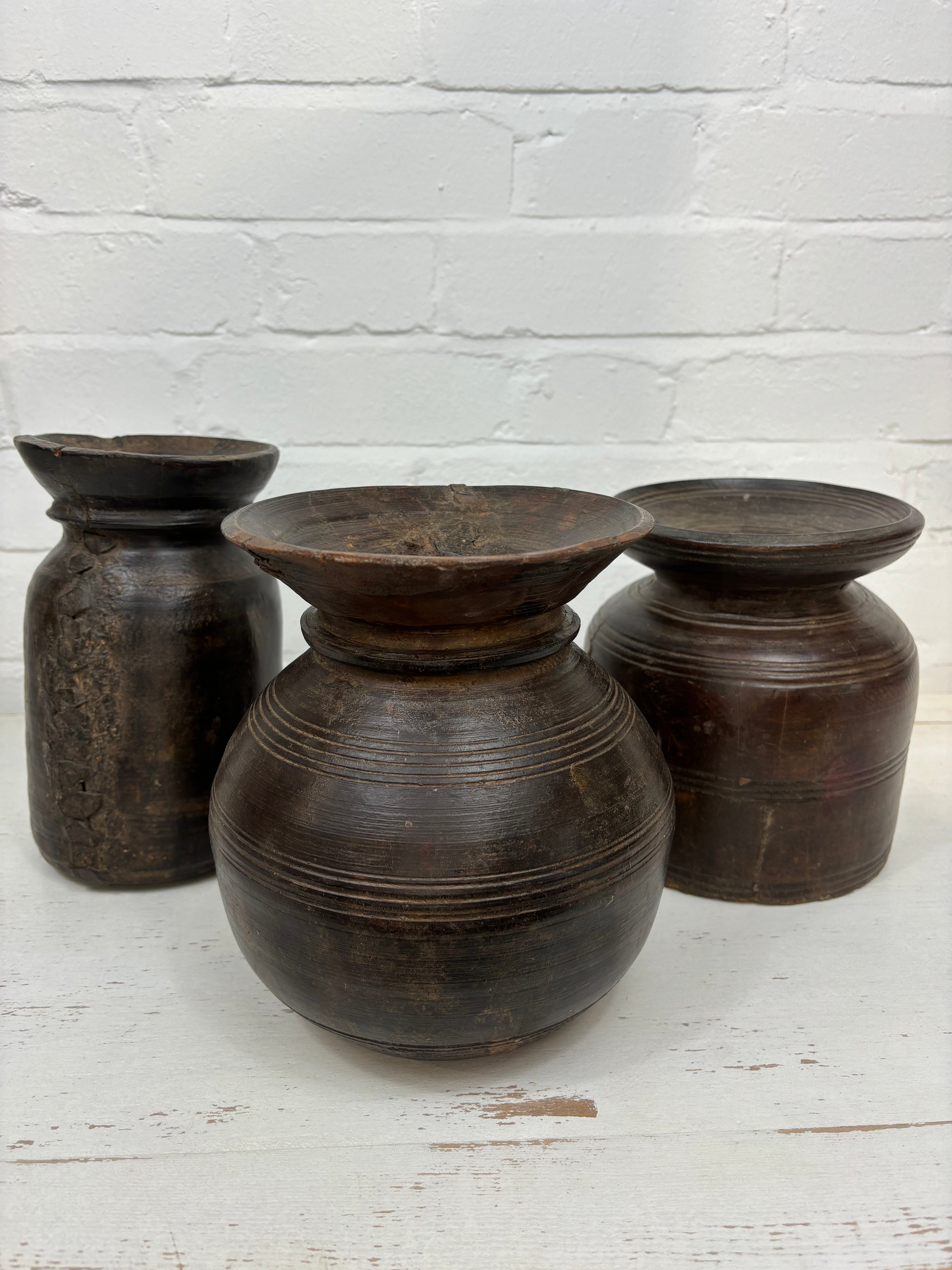 Vintage Wood Himachal Pot