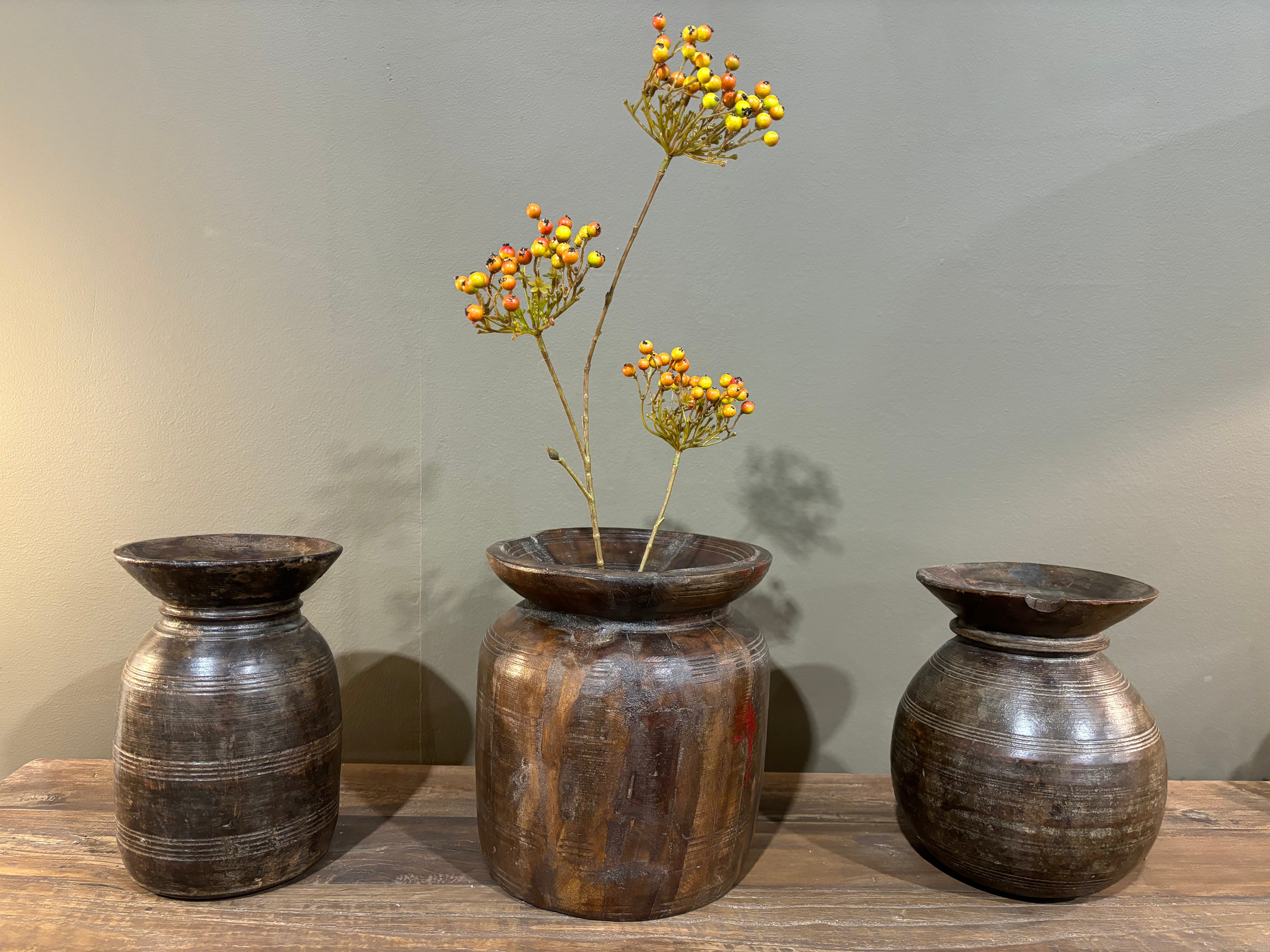 Vintage Wood Himachal Pot