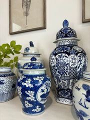 Blue and White Lidded Ginger Jar
