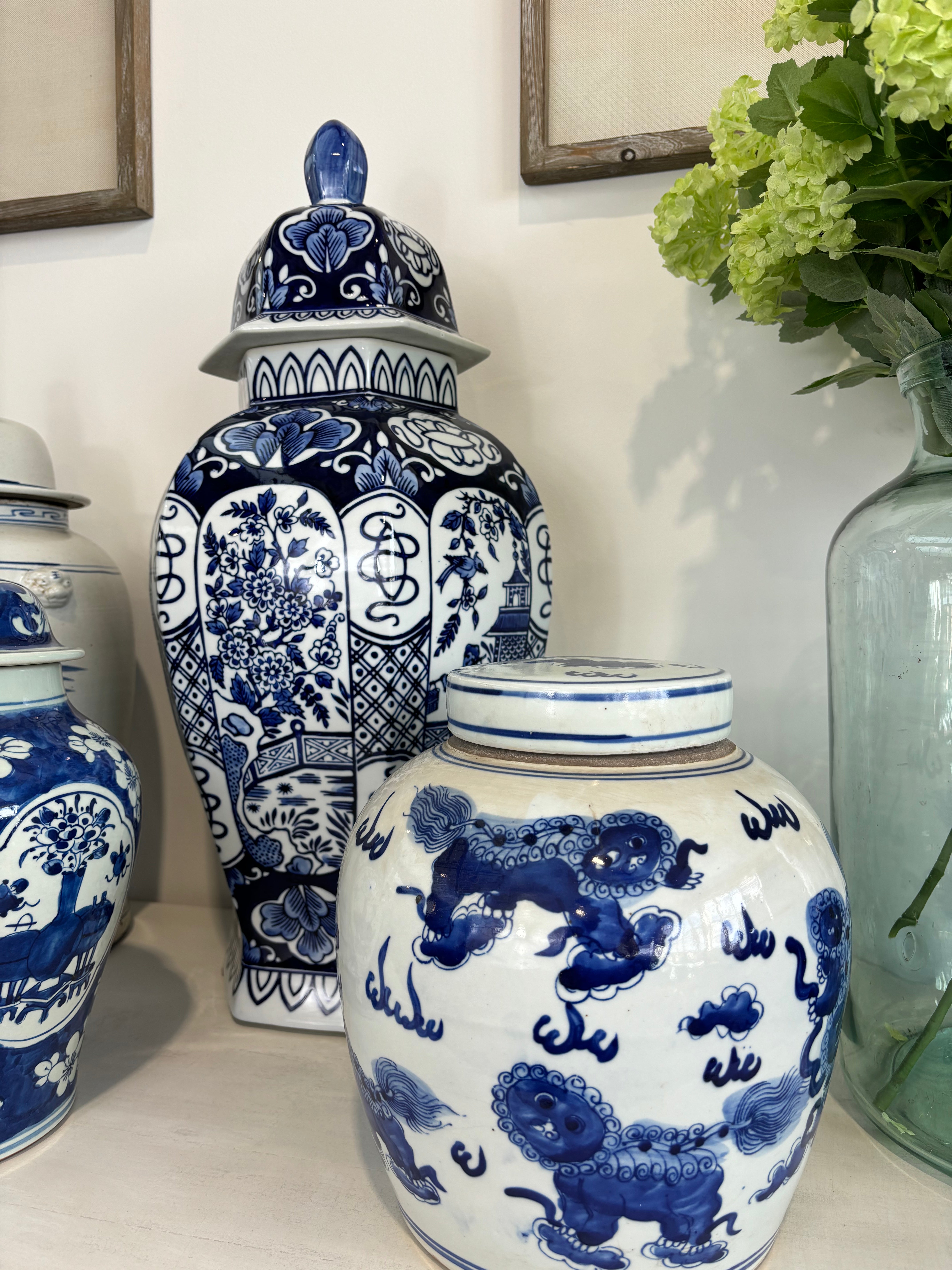 Deep Blue and White Temple Jar