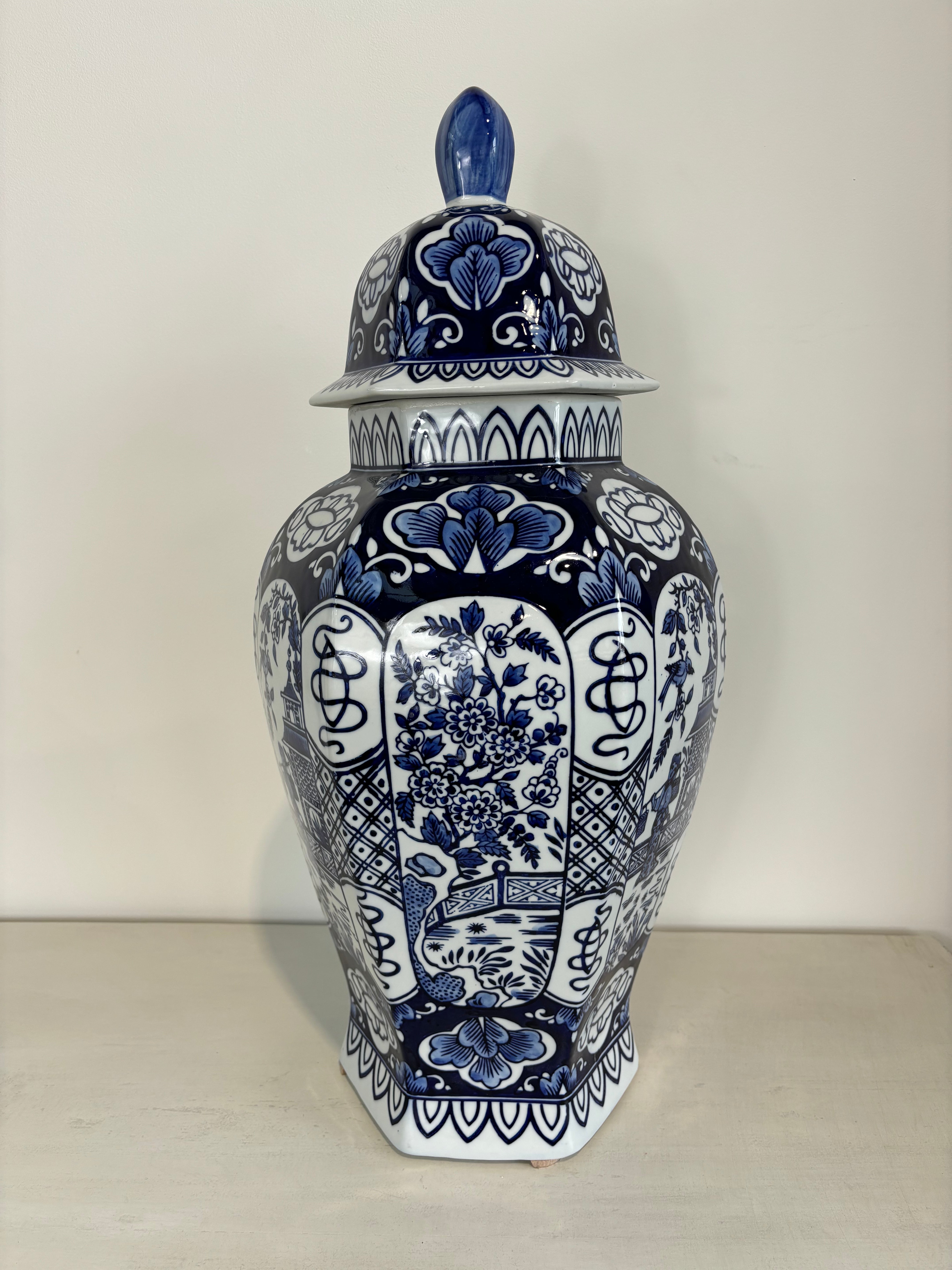 Deep Blue and White Temple Jar