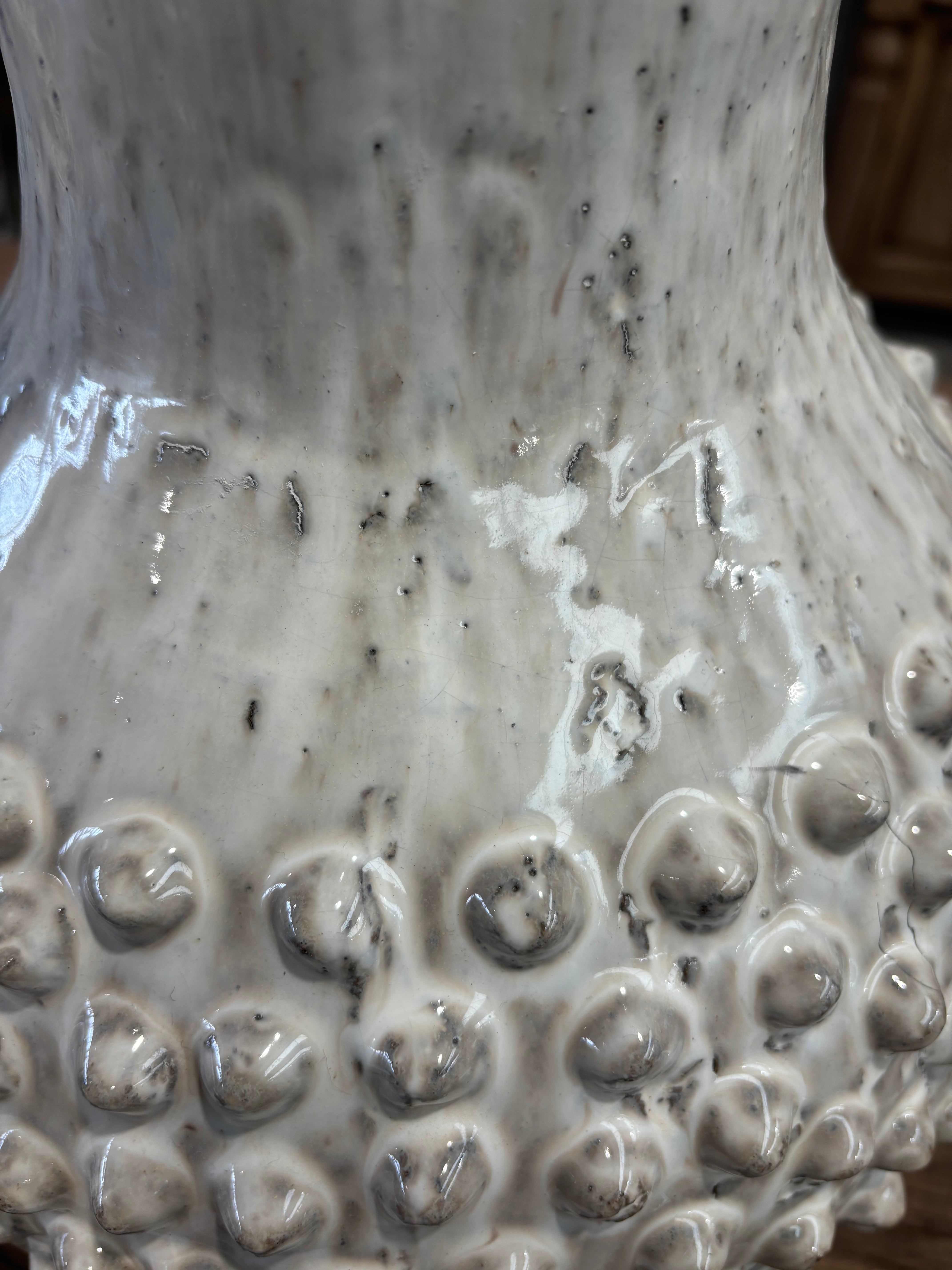 Distressed White Bobble Tall Vase
