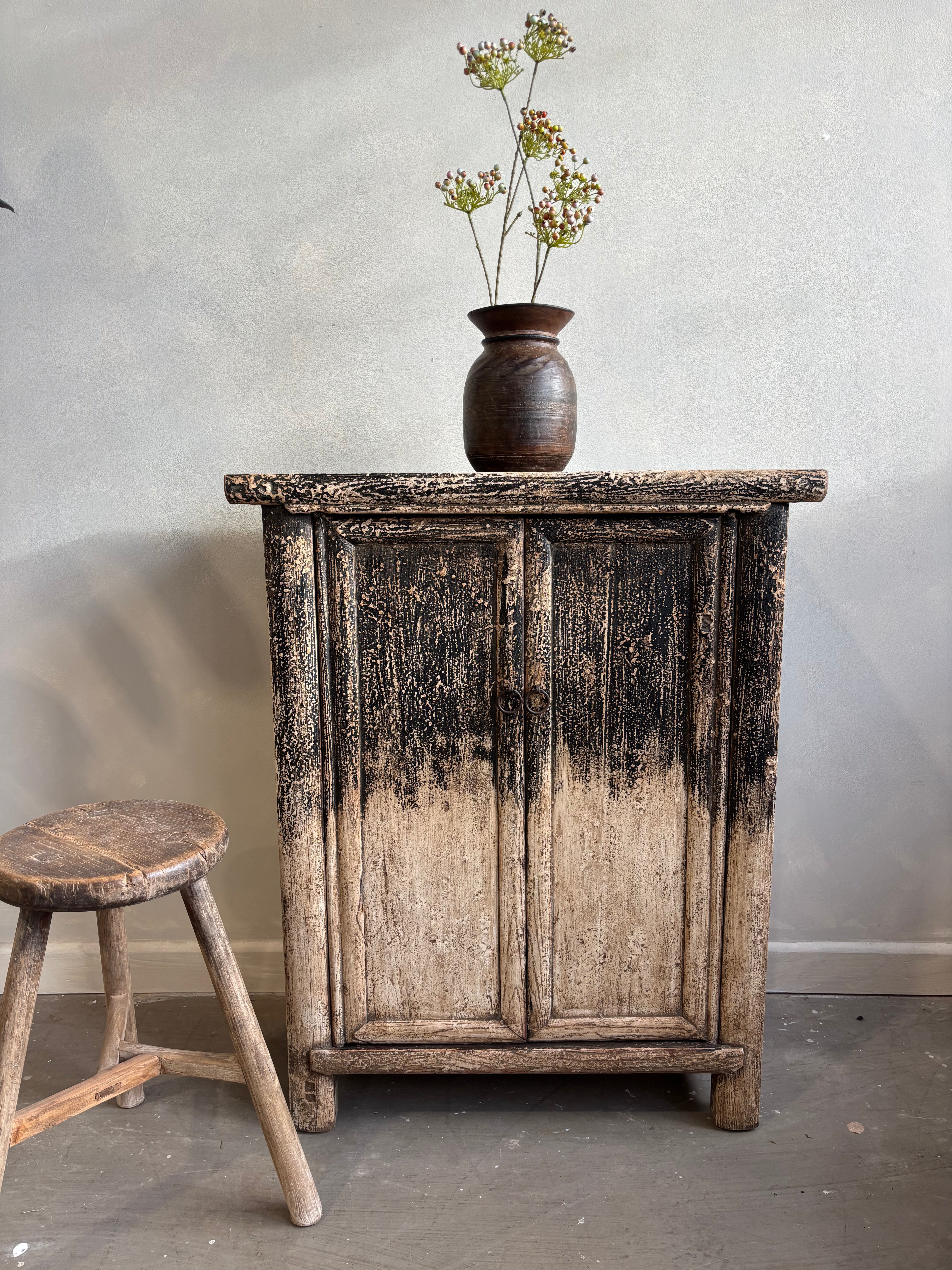 Distressed Finish Restored 2 Door Small Cupboard