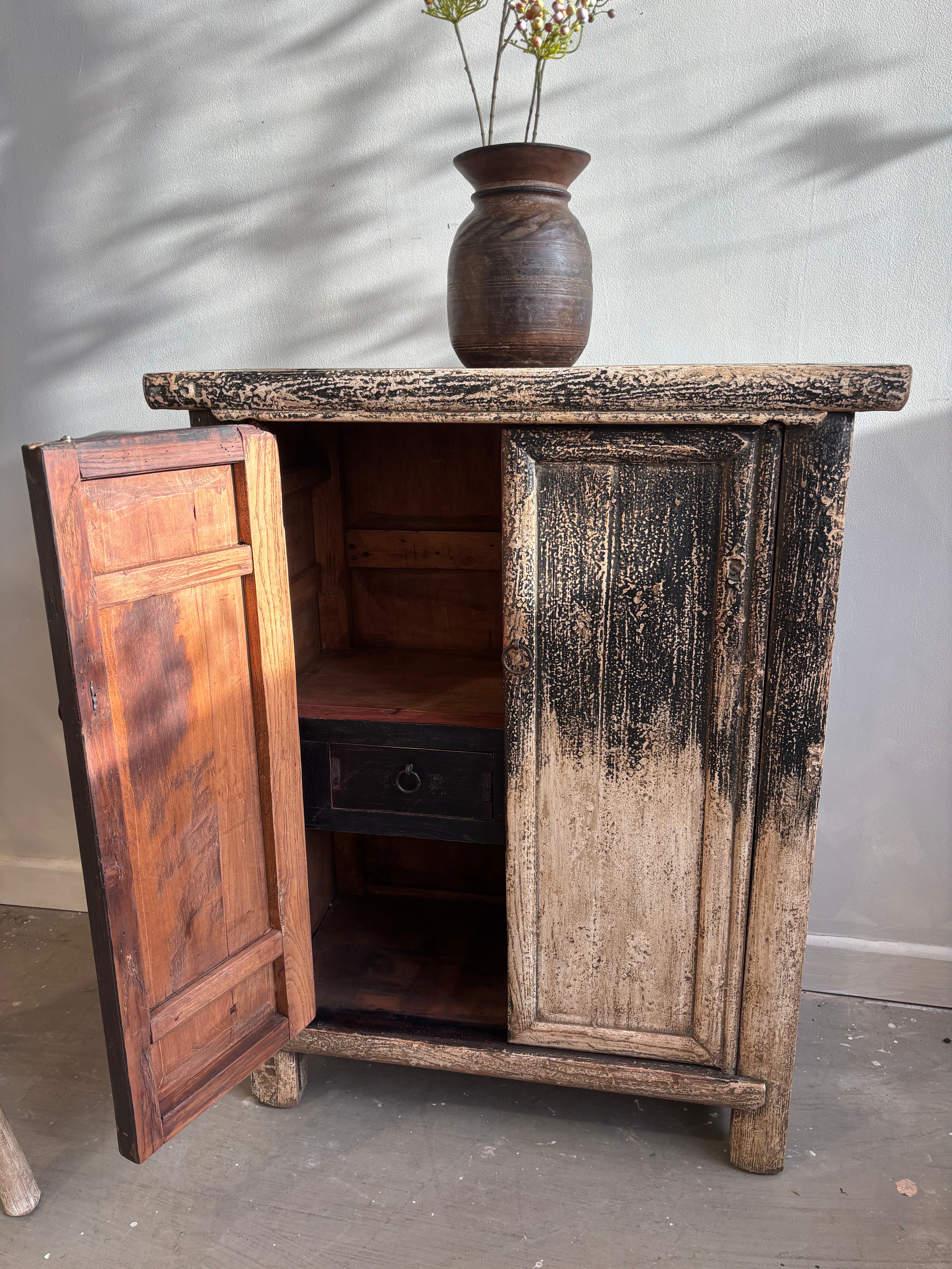 Distressed Finish Restored 2 Door Small Cupboard