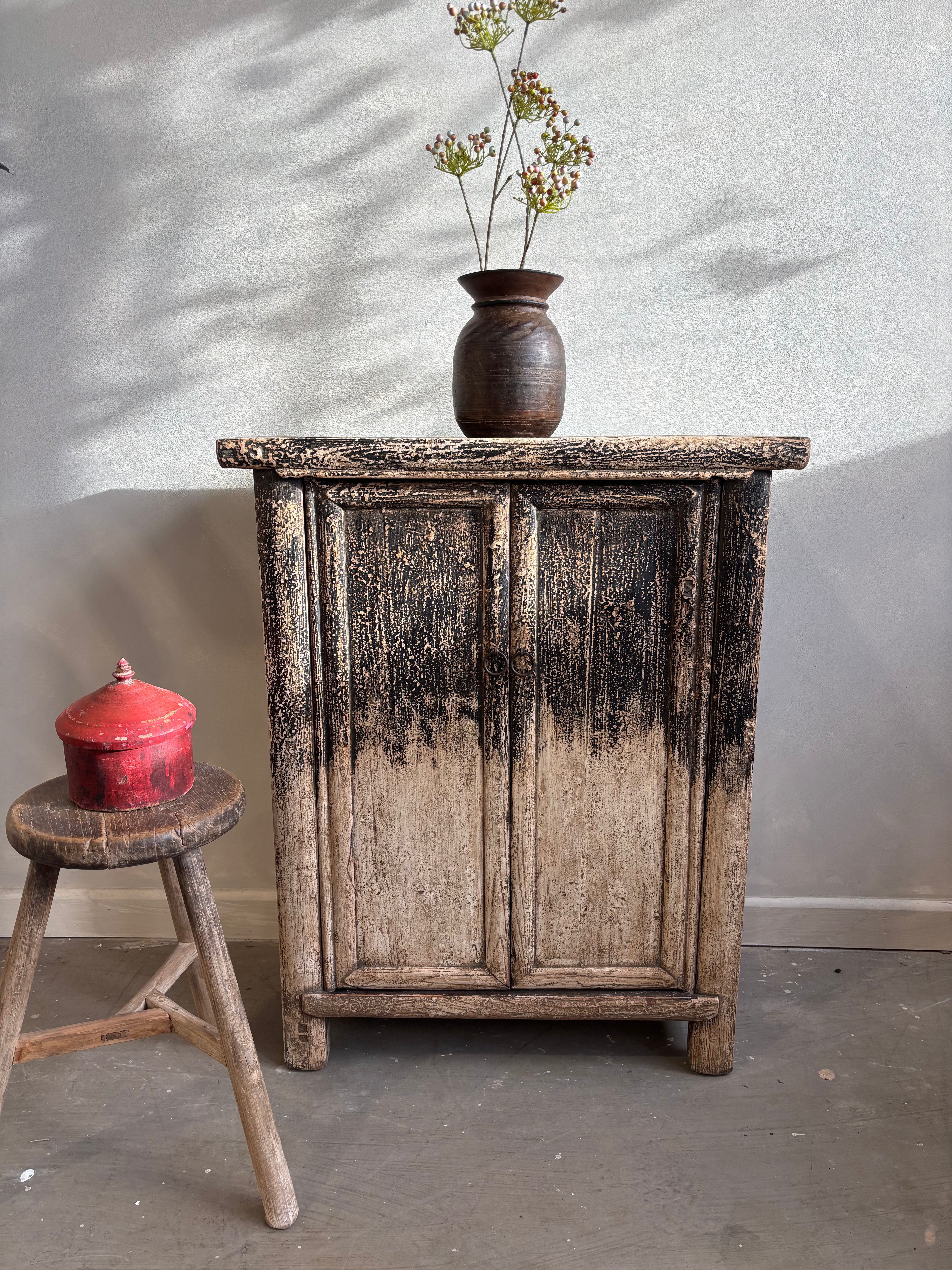 Distressed Finish Restored 2 Door Small Cupboard