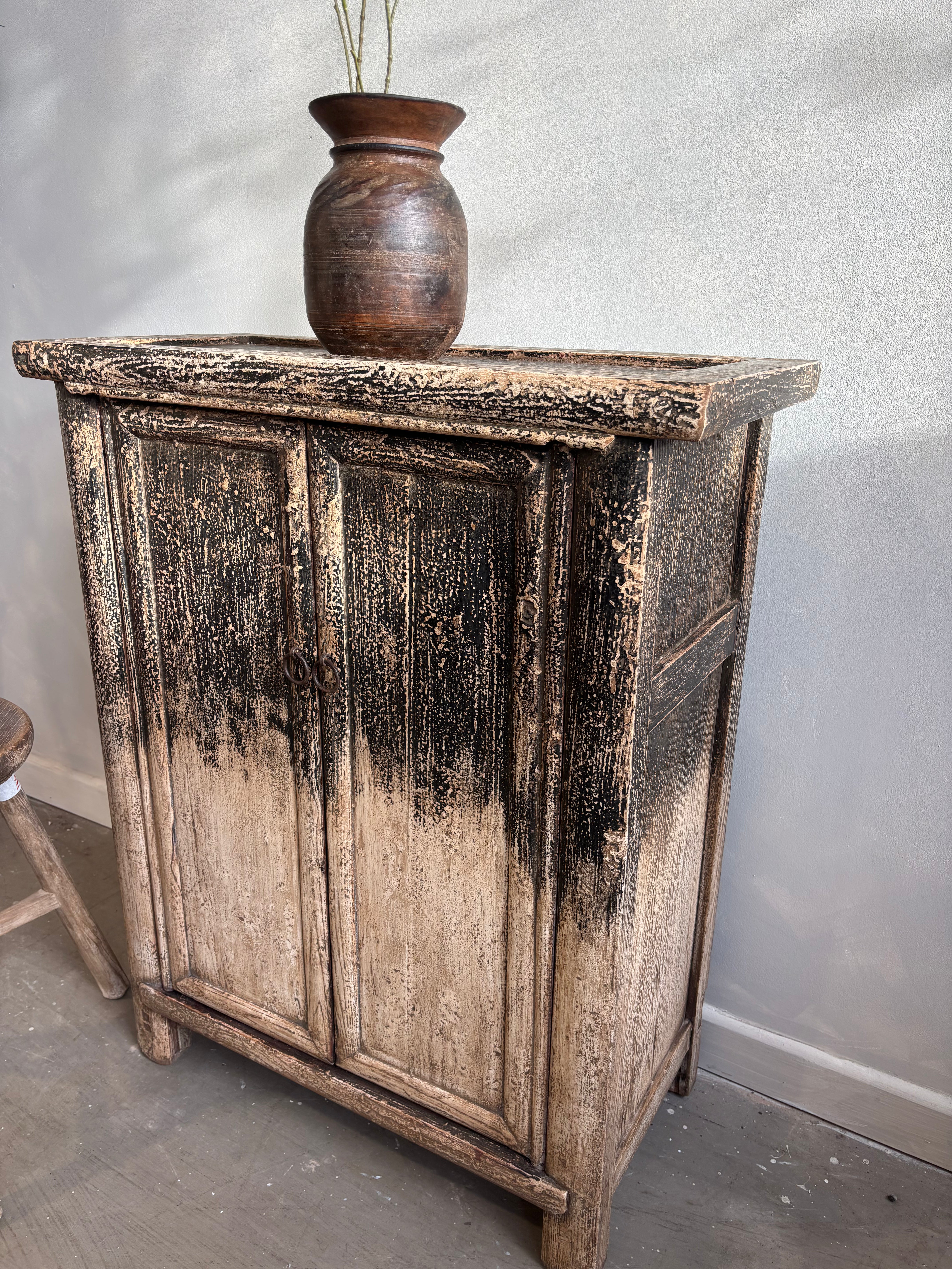 Distressed Finish Restored 2 Door Small Cupboard