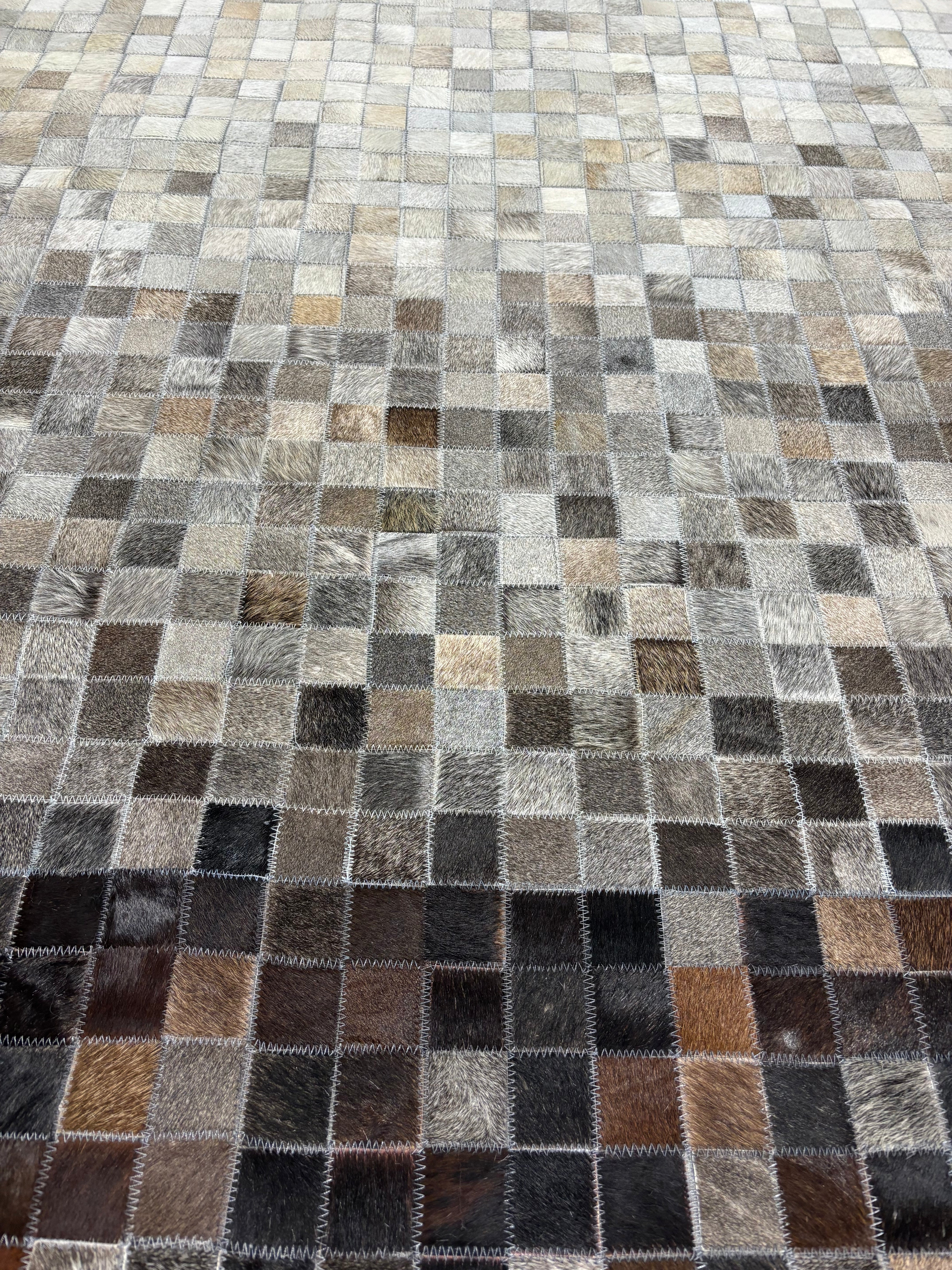 Patchwork Square Cowhide 140 x 200cm Leather Rug