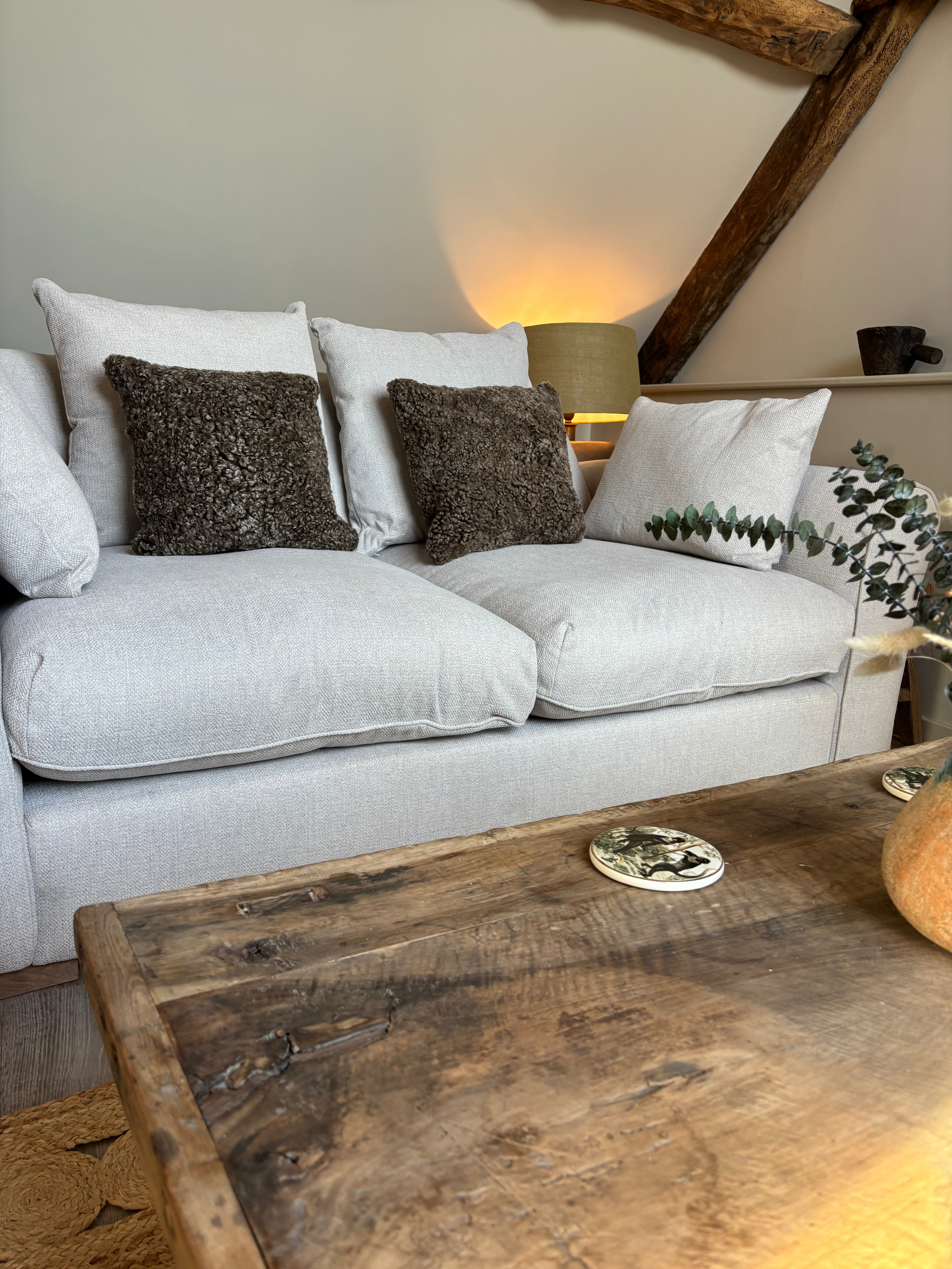 Chocolate Brown Bouclé Sheepskin Cushions