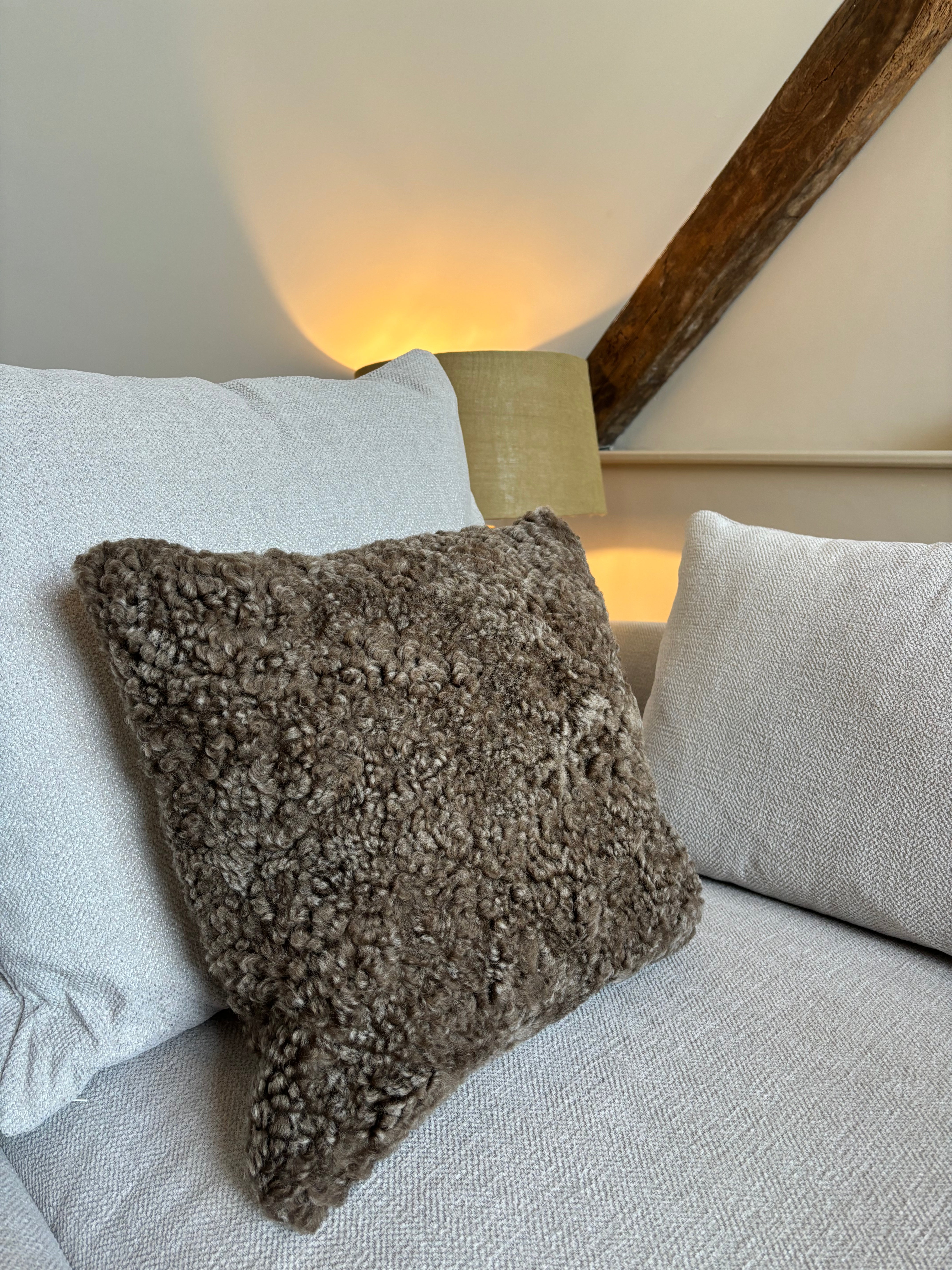 Chocolate Brown Bouclé Sheepskin Cushions