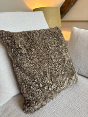 Chocolate Brown Bouclé Sheepskin Cushions