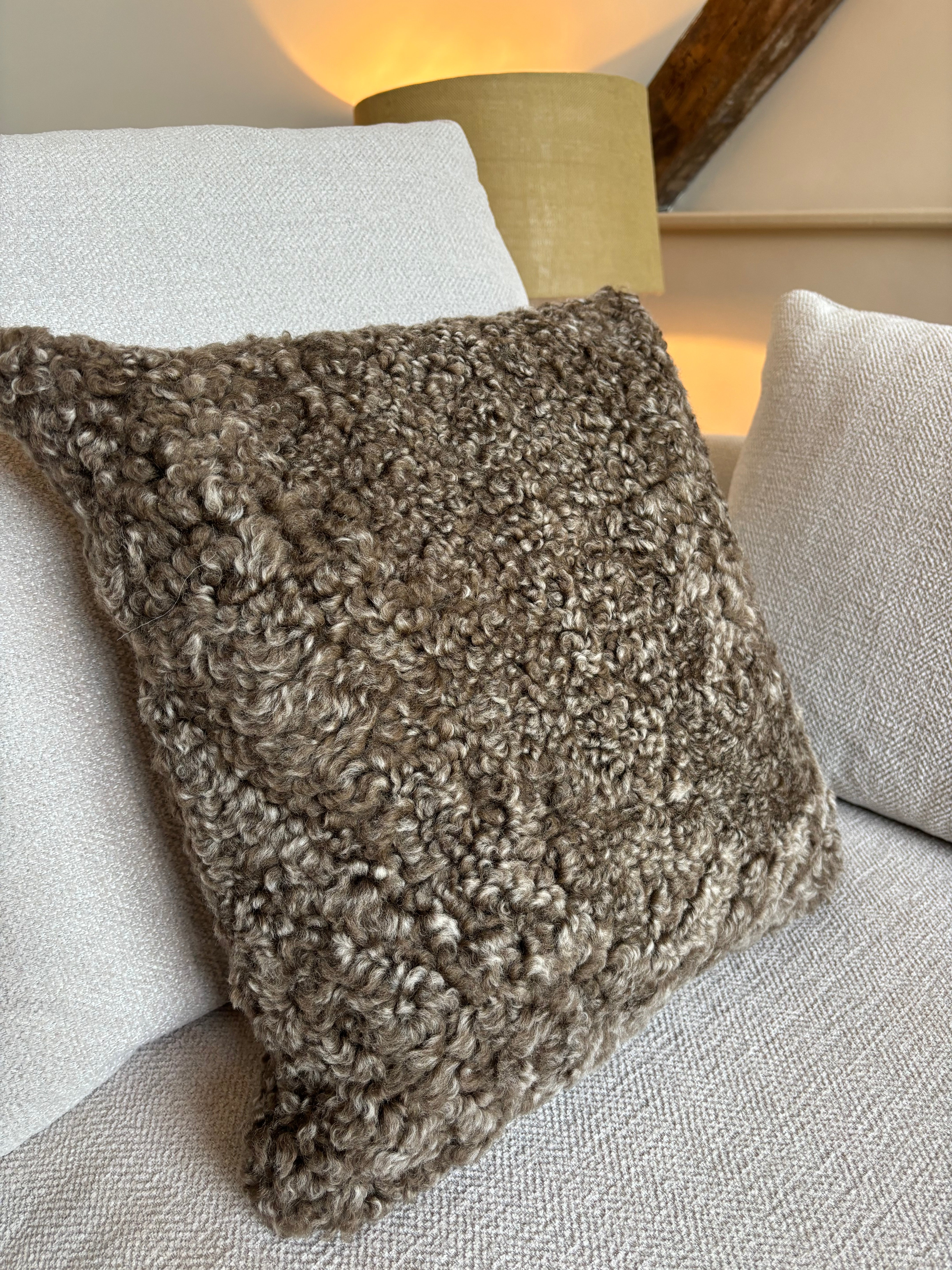 Chocolate Brown Bouclé Sheepskin Cushions