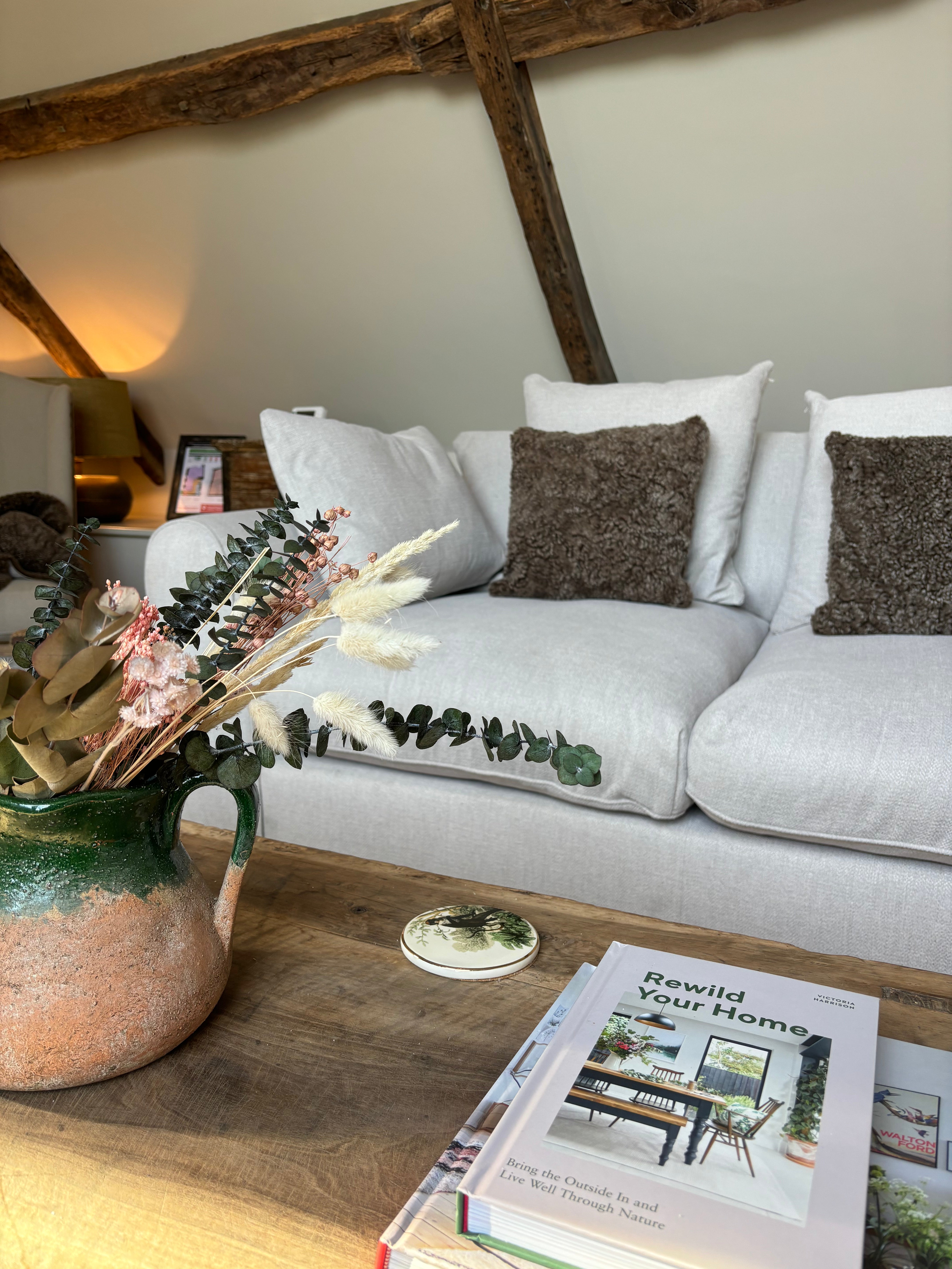 Chocolate Brown Bouclé Sheepskin Cushions