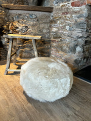 Linen Sheepskin Pouffe
