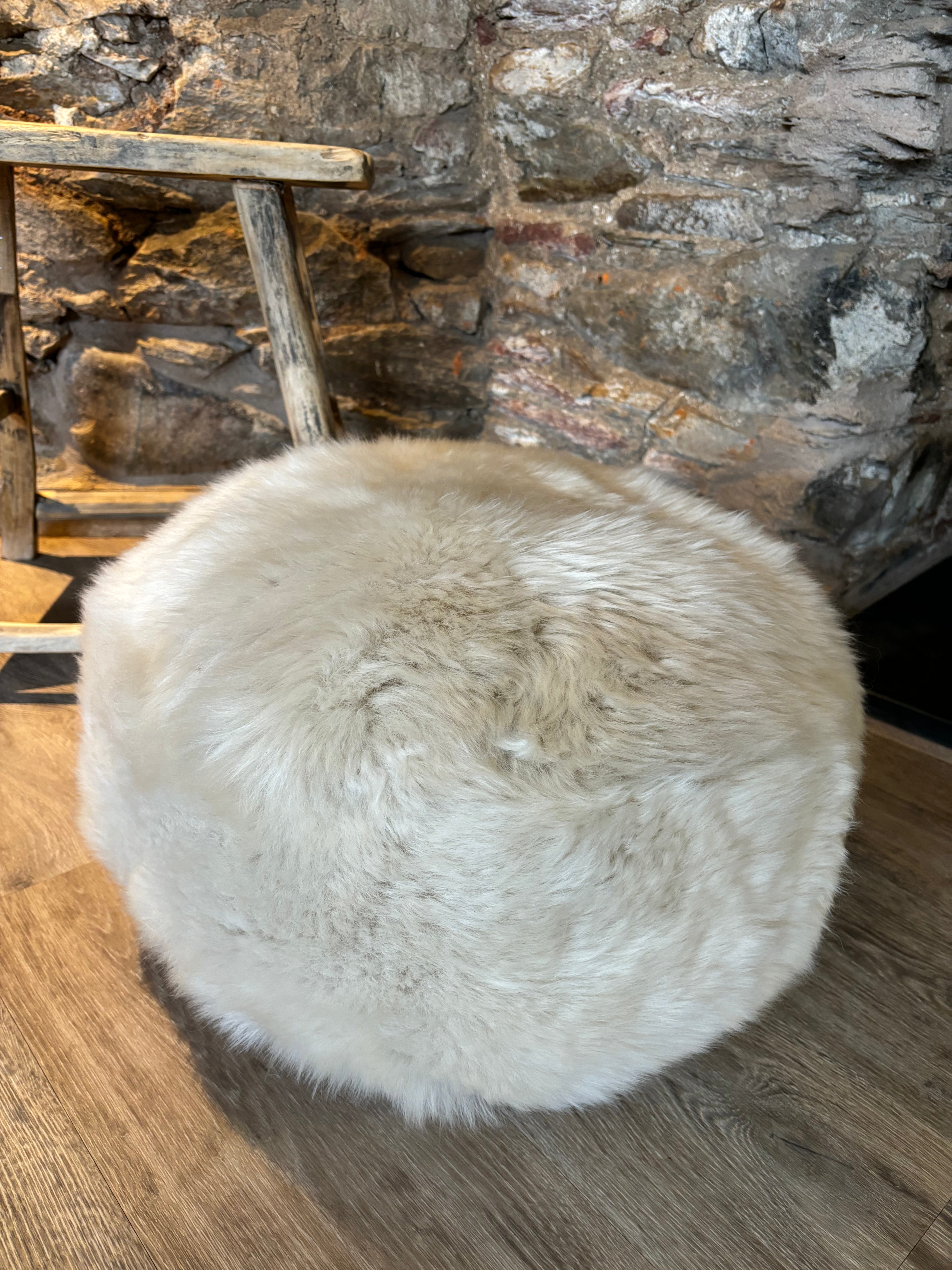 Linen Sheepskin Pouffe