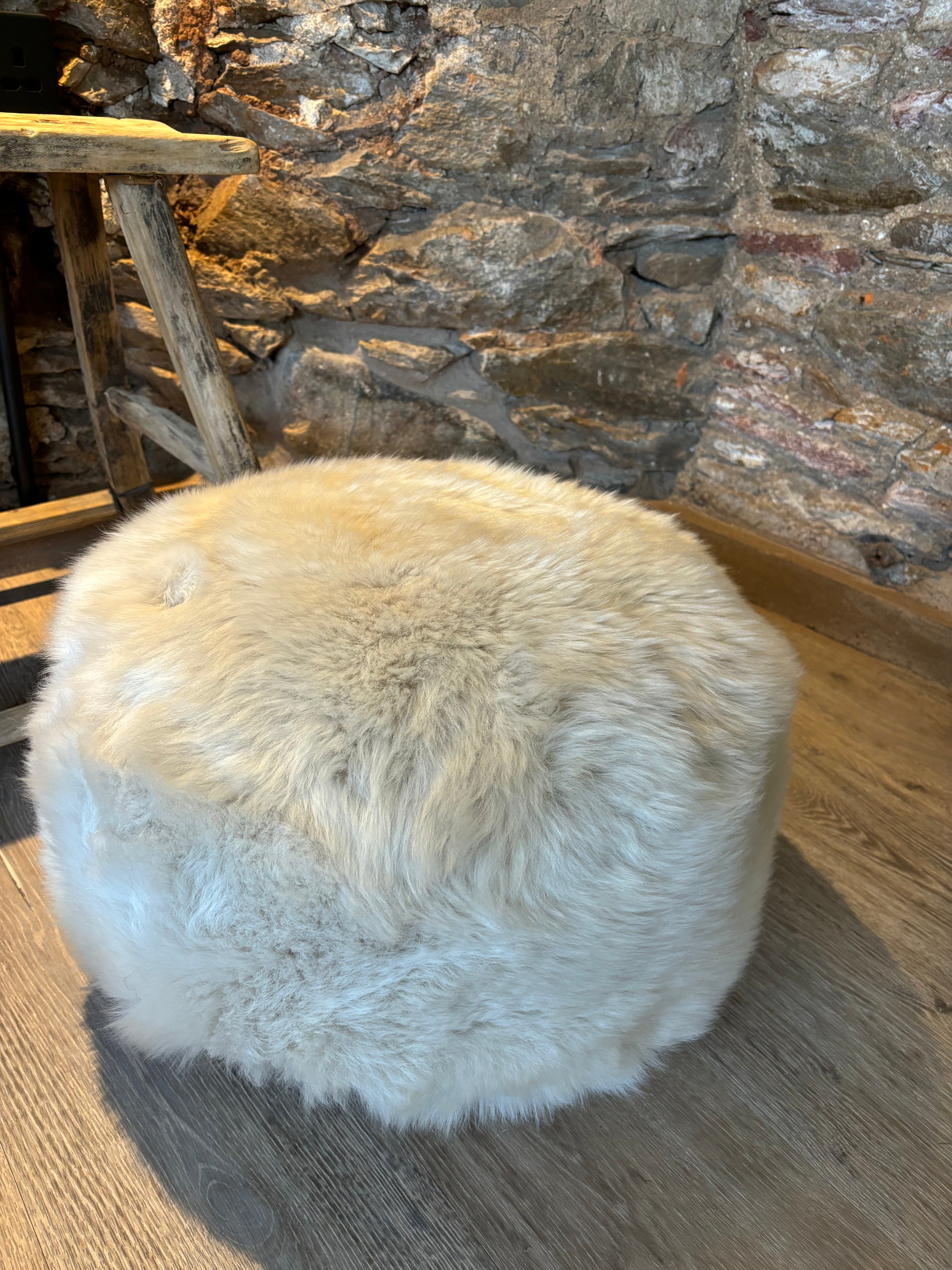 Linen Sheepskin Pouffe