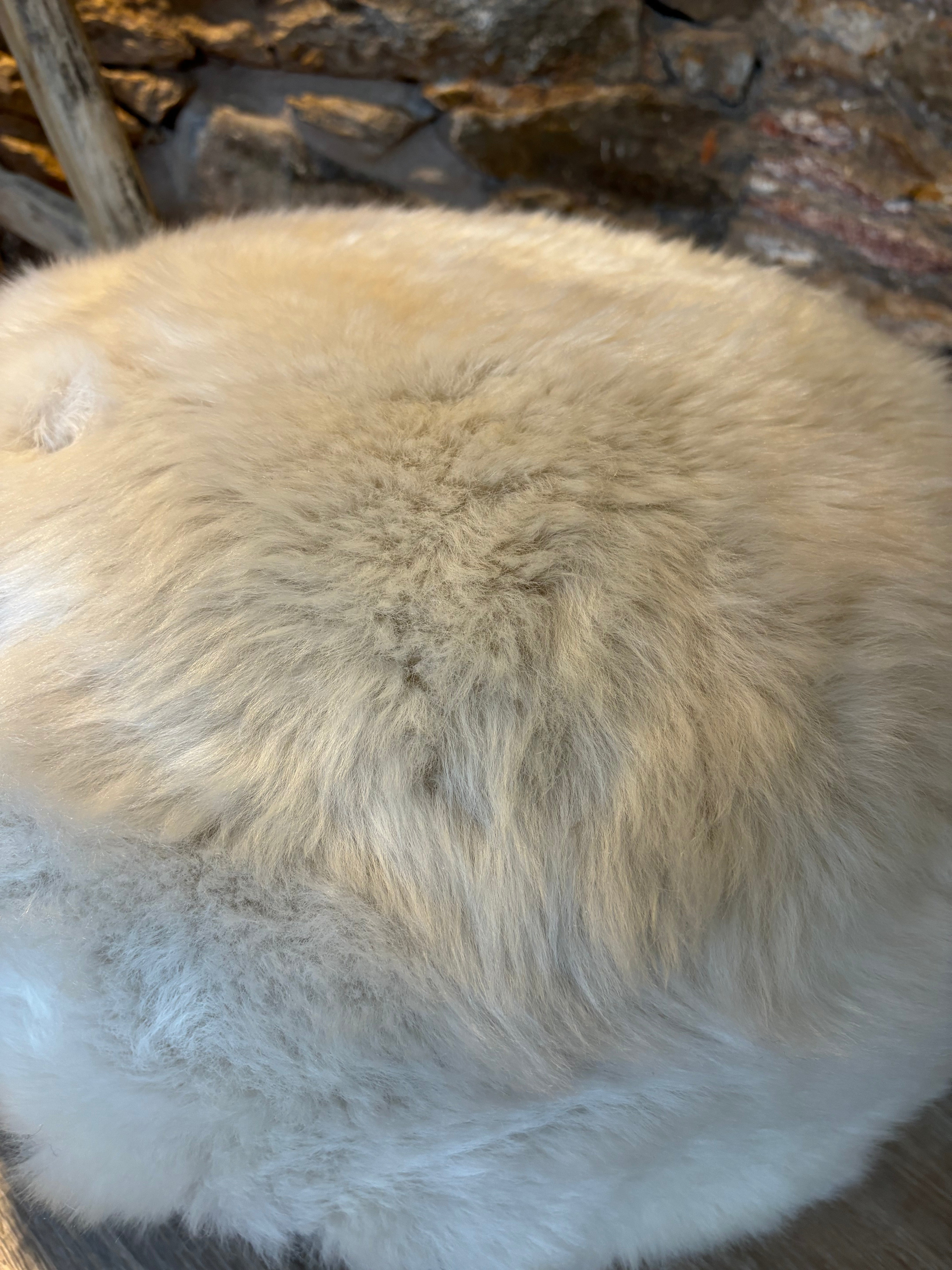 Linen Sheepskin Pouffe