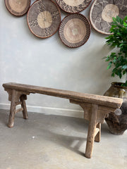Oriental Antique Wood Scroll Bench