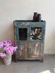 Vintage Indian Distressed Blue Cupboard