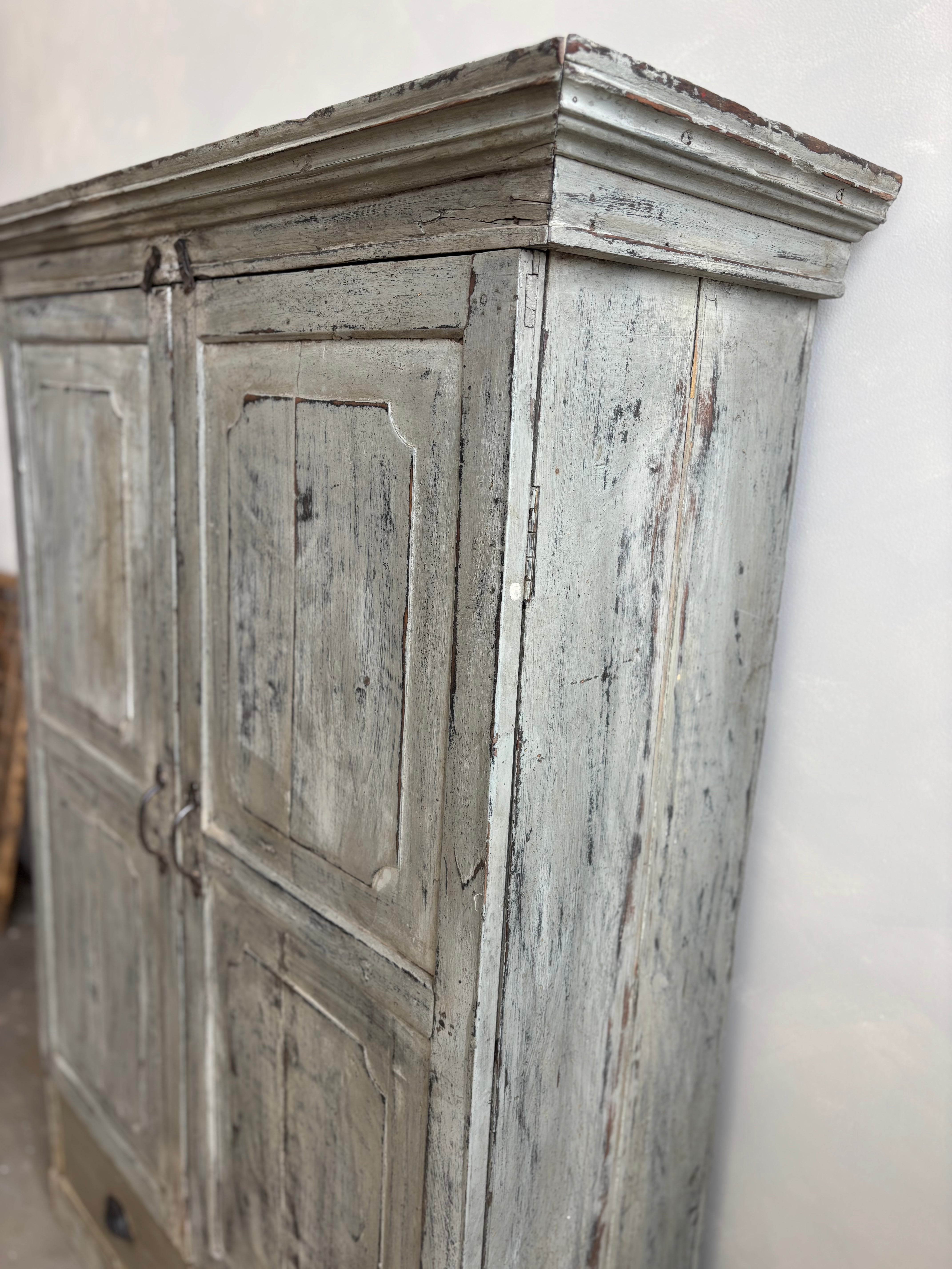 Vintage Indian Distressed Grey Cupboard